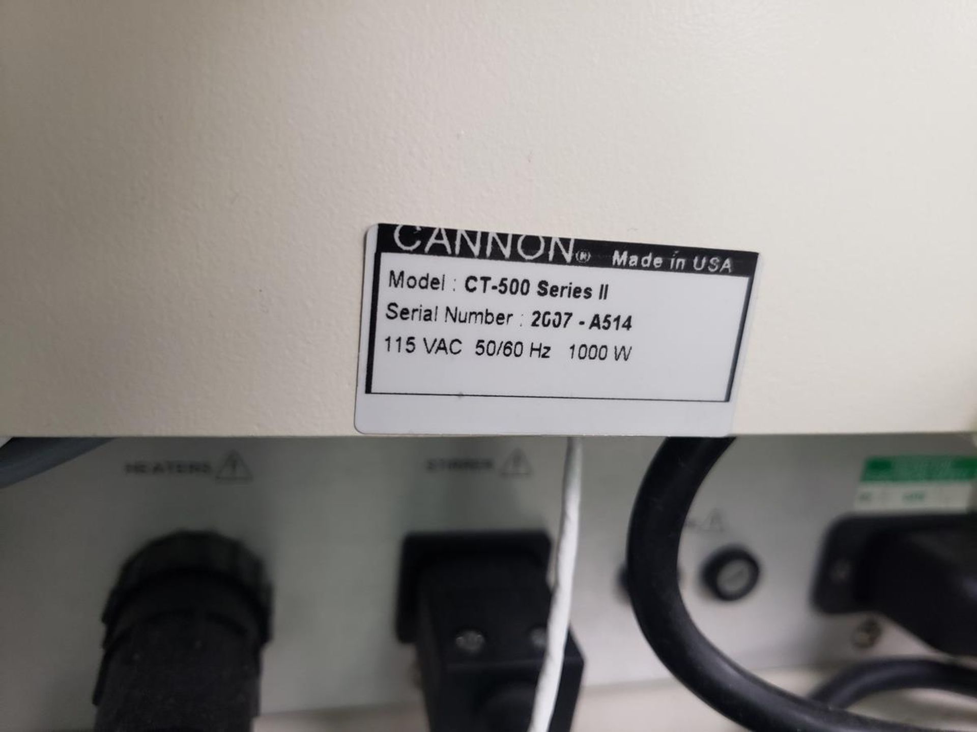 Cannon Constant Temperature Bath, M# CT-500 Series II, S/N 2007-A514 - Image 2 of 3