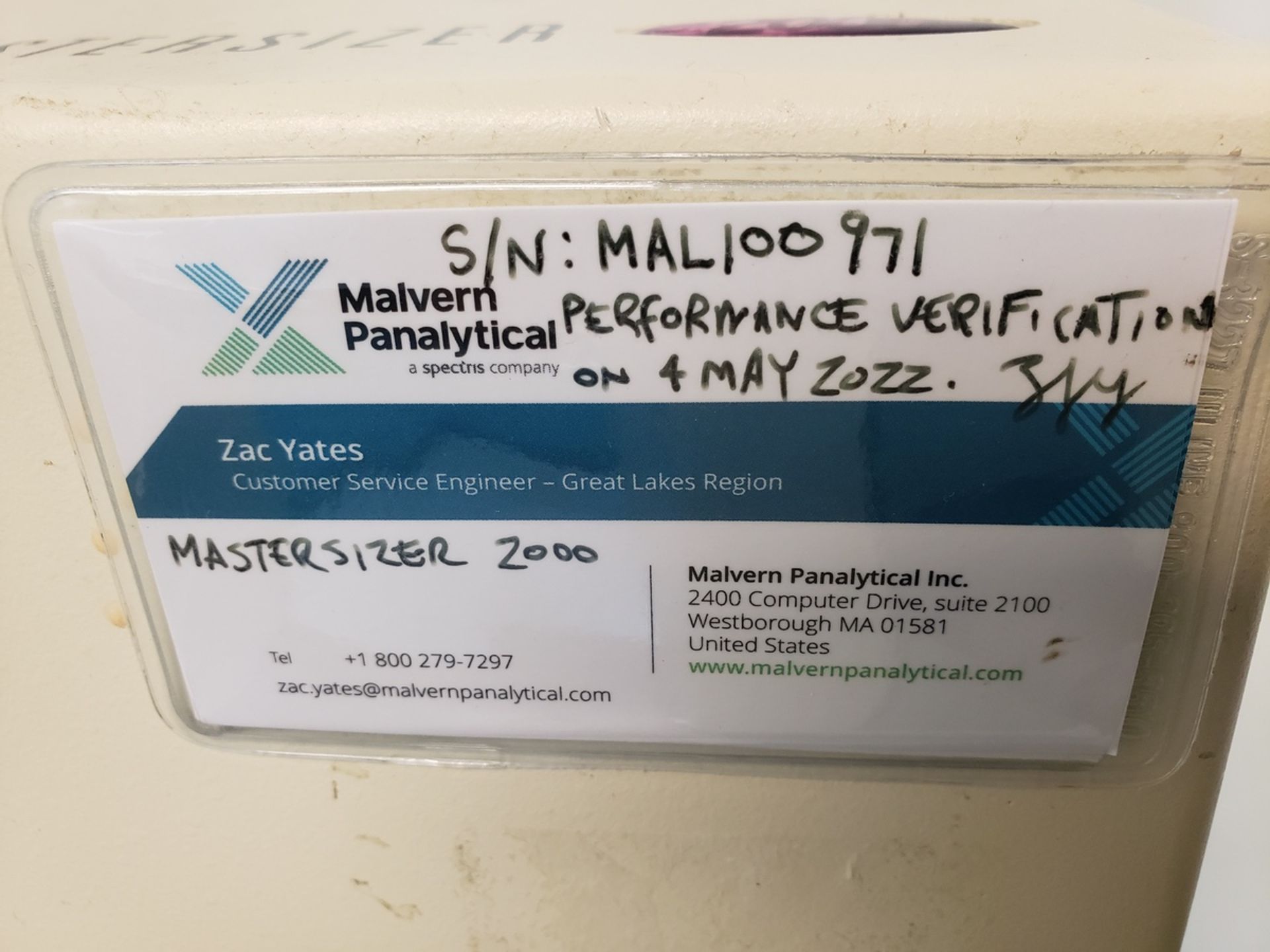Malvern Mastersizer 2000 Particle Size Analyzer, S/N MAL100971, W/Malvern Scirocco 2000, S/N MAL 160 - Image 2 of 11