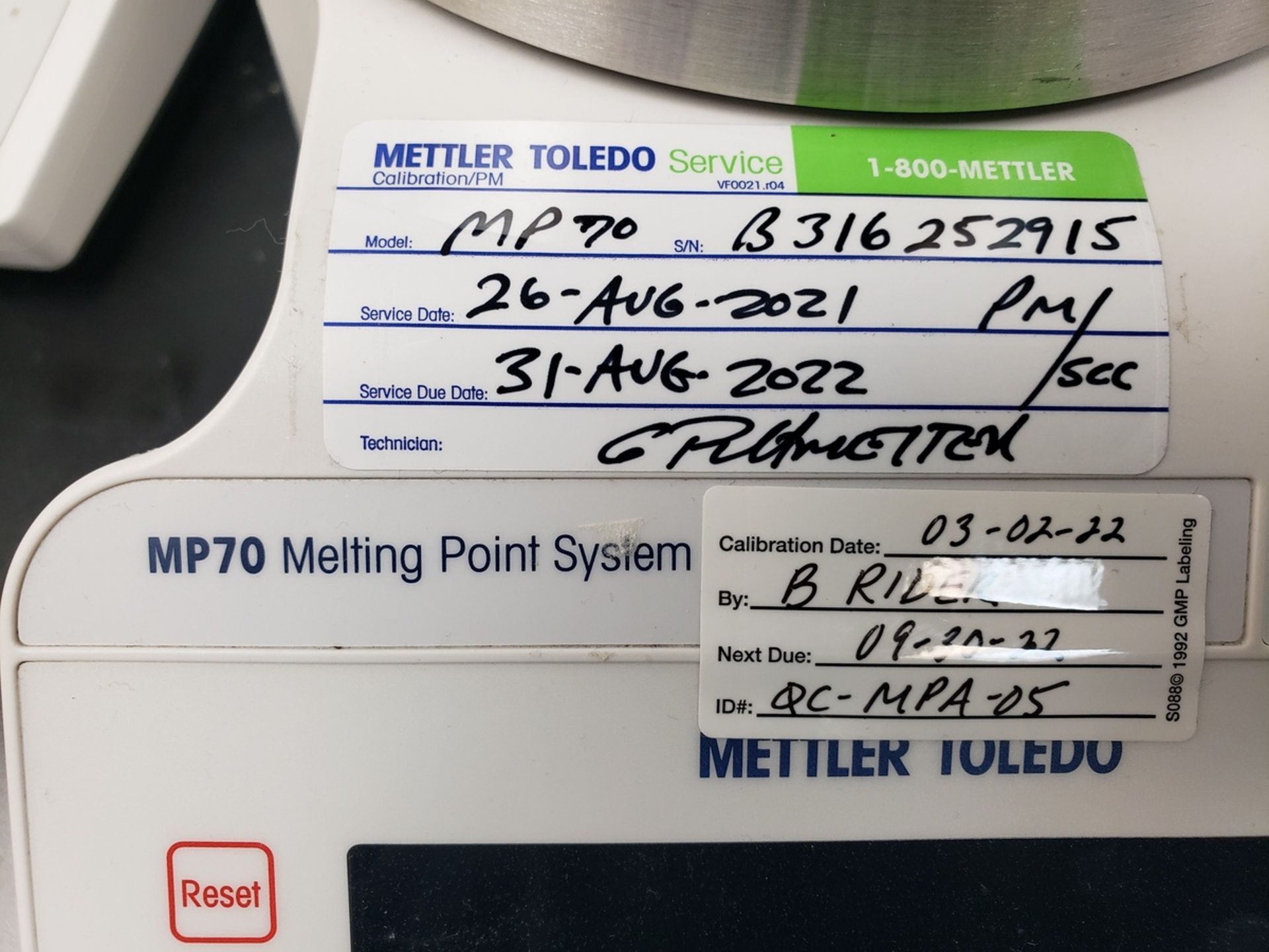 Mettler Toledo Melting Point System, M# MP70, S/N B316252915, W/Mettler Toledo P25 P | Rig Fee $50 - Image 3 of 4