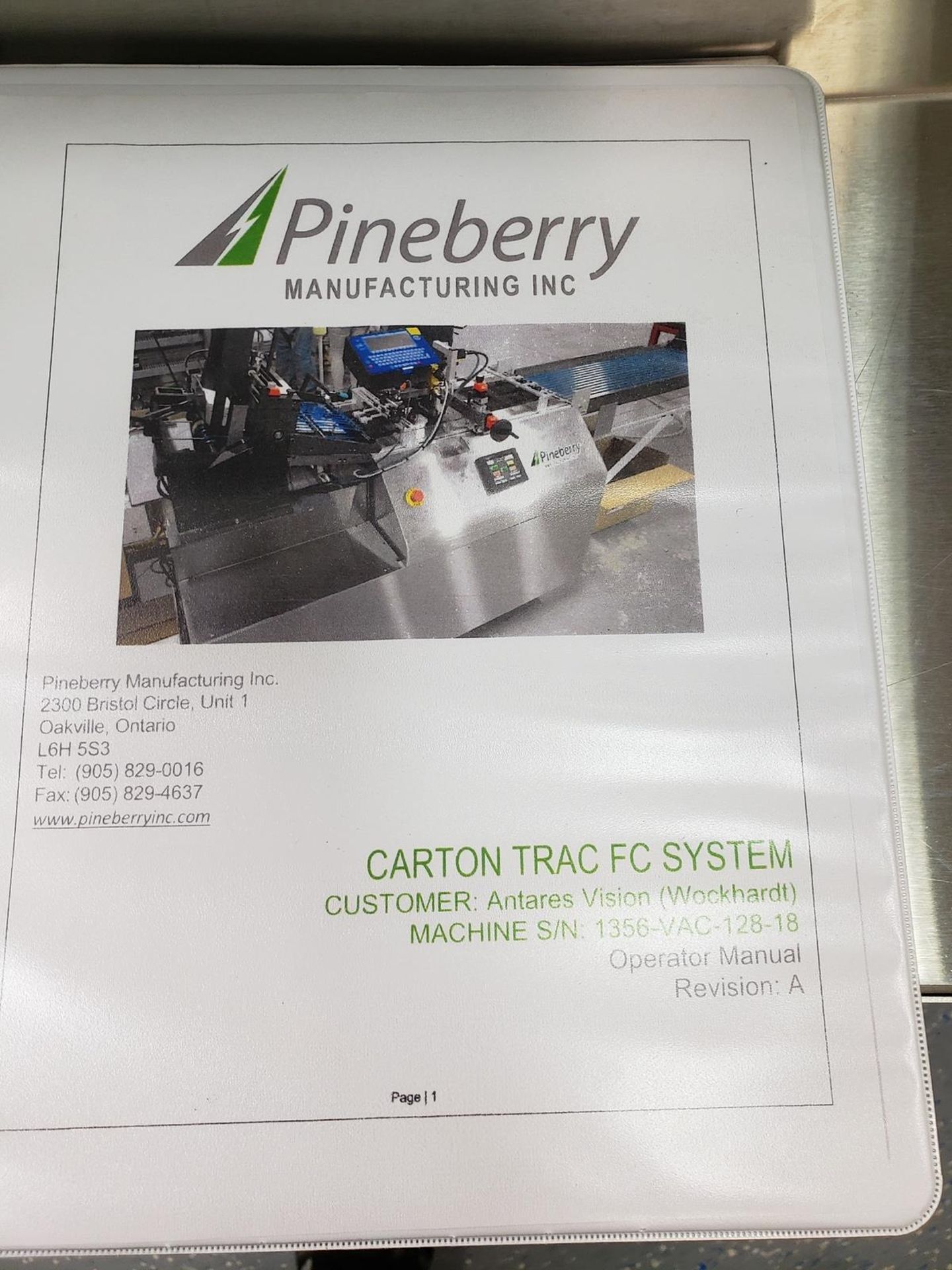 Pineberry Flat Carton Serialization Machine, M# Carton Trac FC, S/N 1356VAC12818 | Rig Fee $1500 - Image 3 of 5
