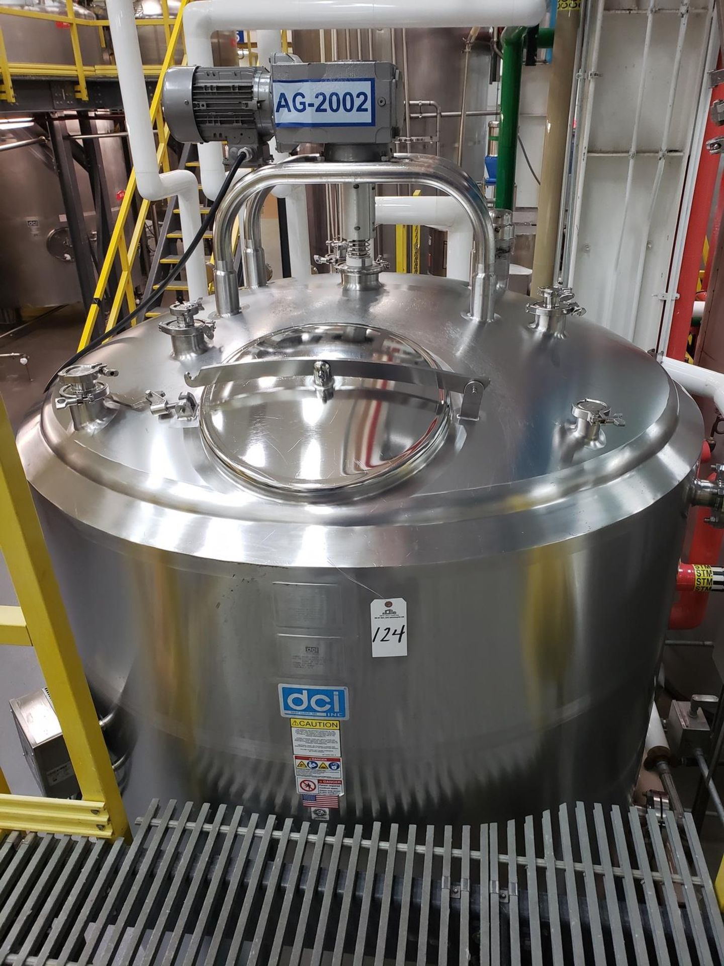 DCI 1,000 Gallon Stainless Steel Jacketed Mixing Tank, S/N JS6430, W/ Agitator & VFD | Rig Fee $1400