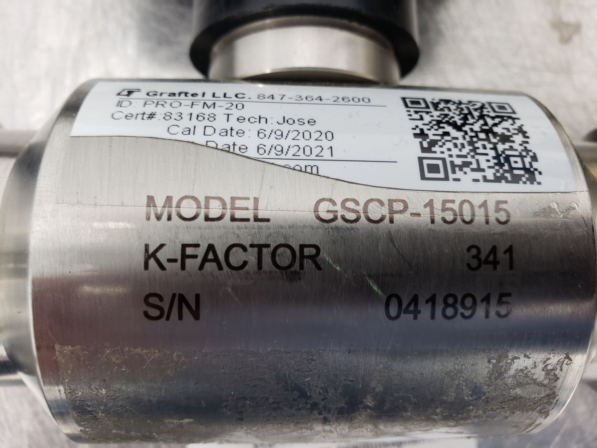 Graftel Flow Sensor, M# GSCP-15015, S/N 0418915 | Rig Fee $25 - Image 2 of 4