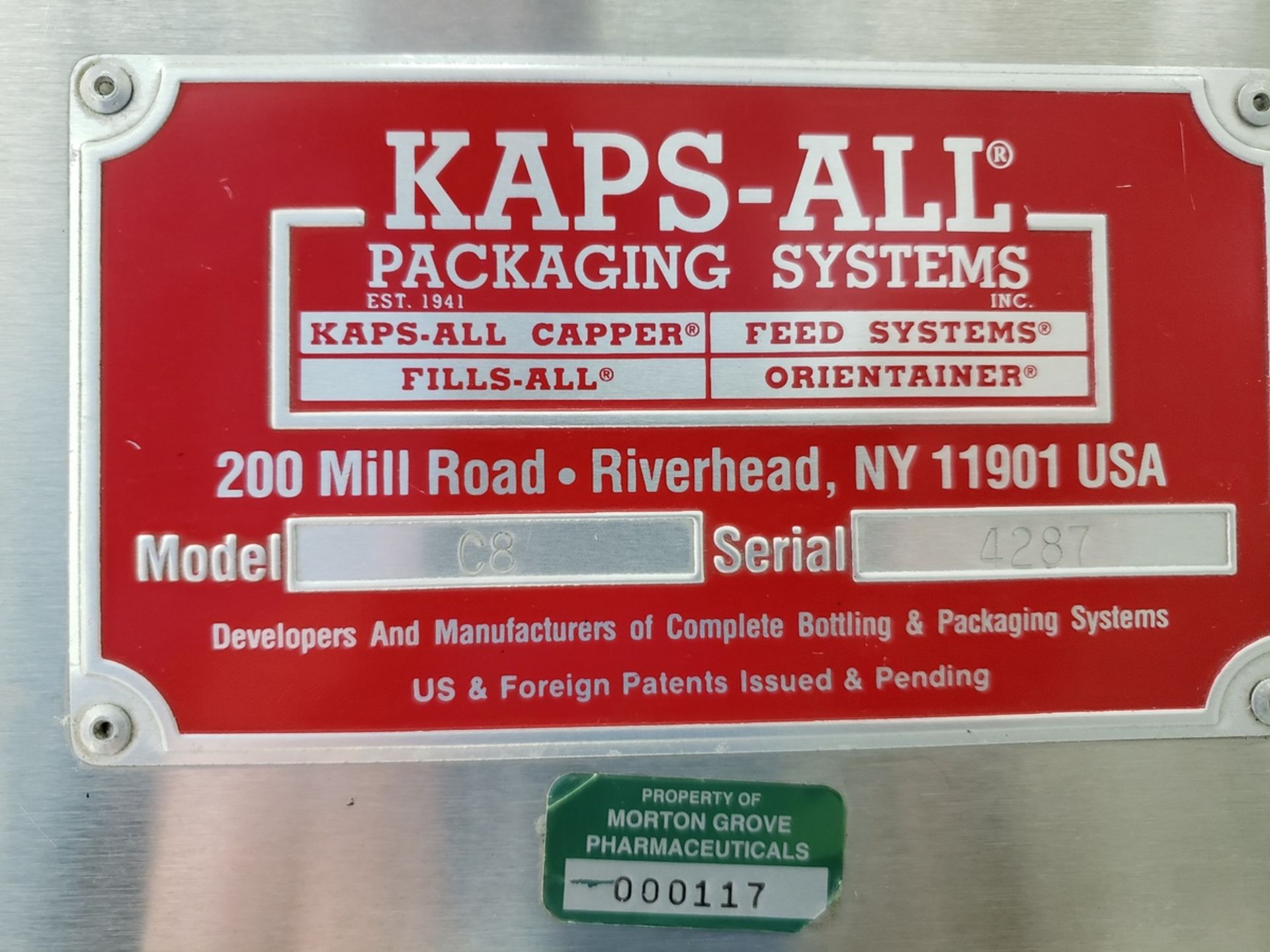 Kaps-All Capper, M# C8, S/N 4287, W/ Cap Hopper/Elevator - Subj to Bulk | Rig Fee $500 - Image 2 of 6