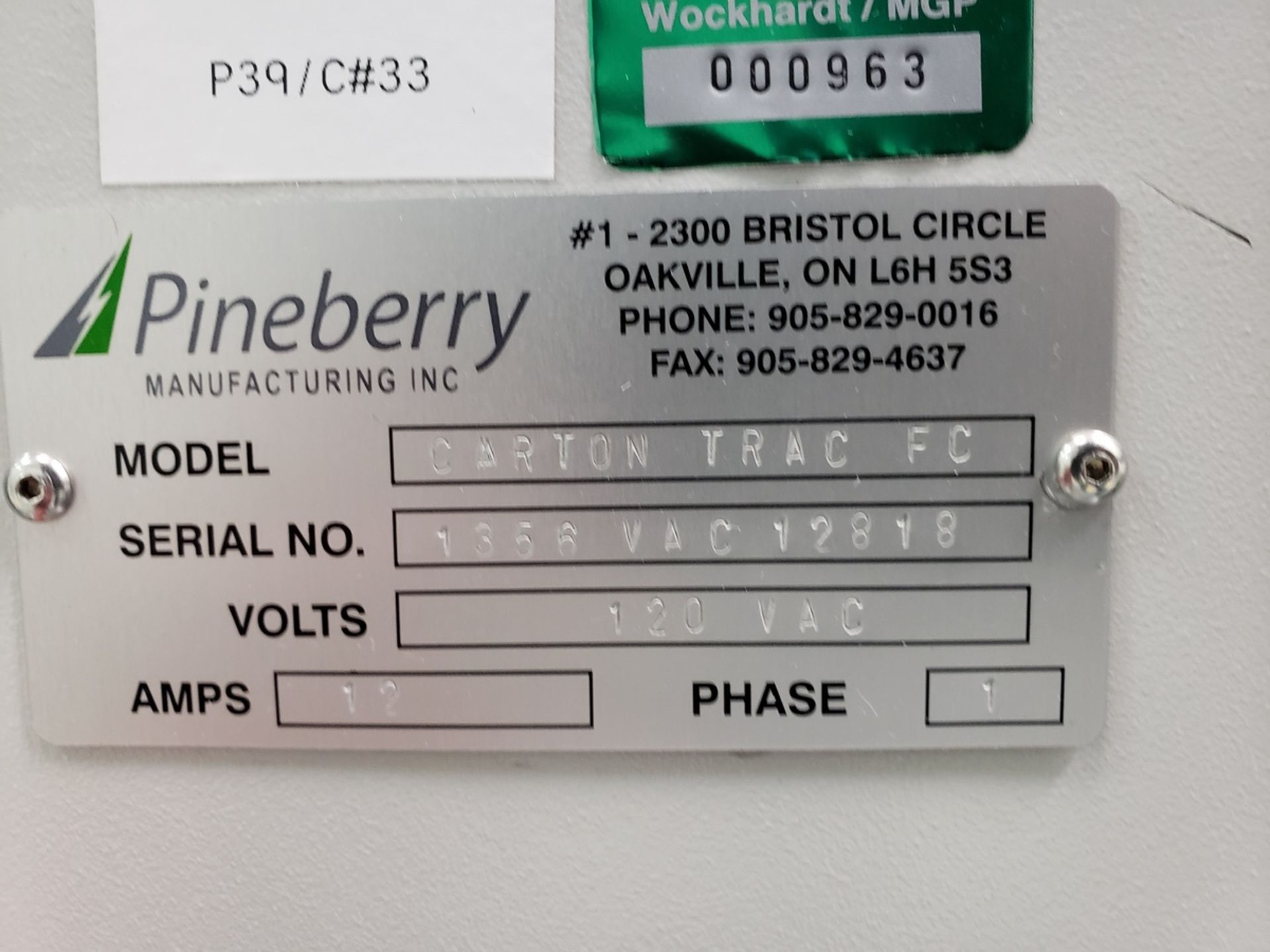 Pineberry Flat Carton Serialization Machine, M# Carton Trac FC, S/N 1356VAC12818 | Rig Fee $1500 - Image 2 of 5
