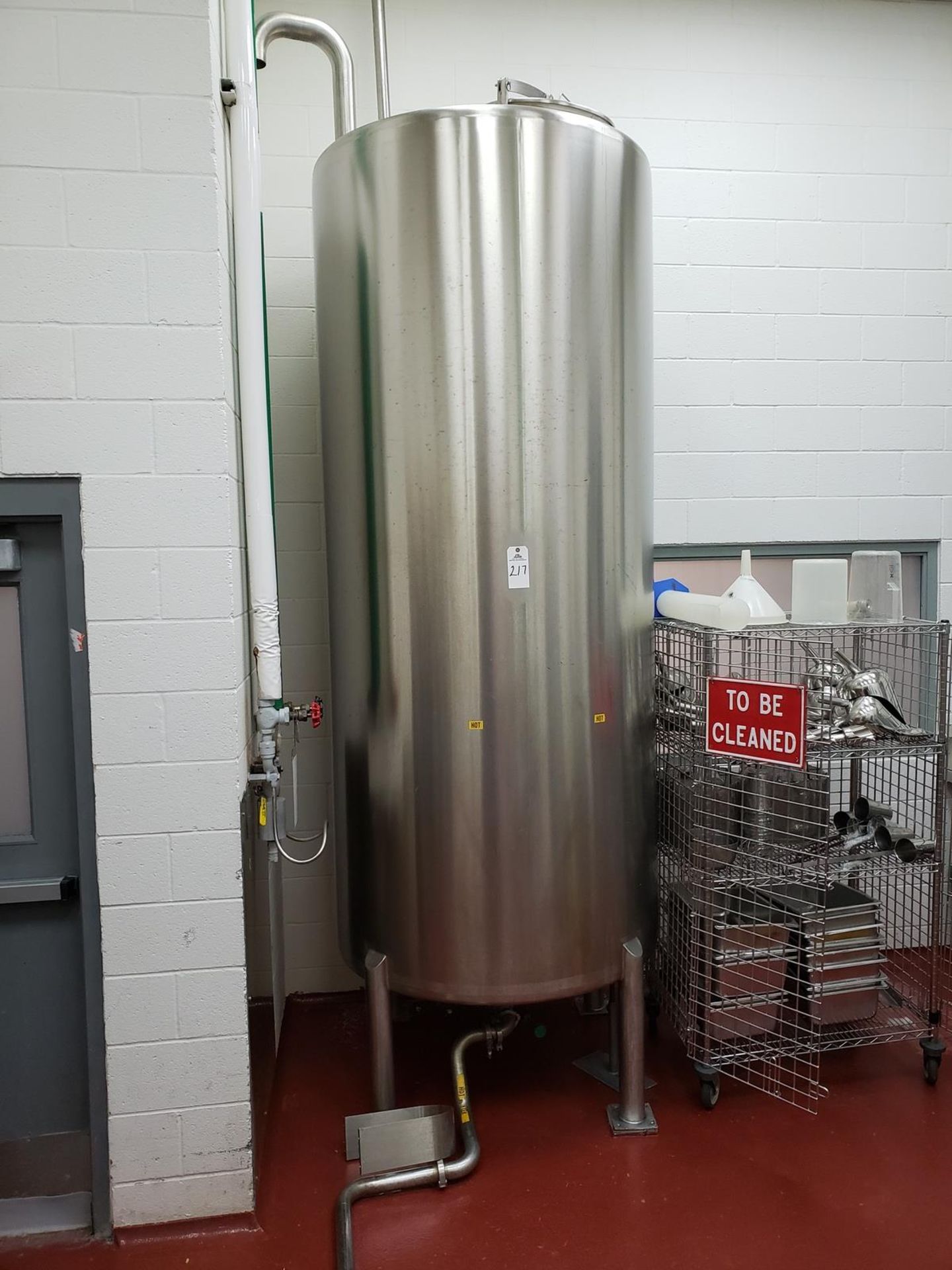 1,000 Gallon Stainless Steel Hot Water Holding Tank, 138" O.A.H. | Rig Fee $500