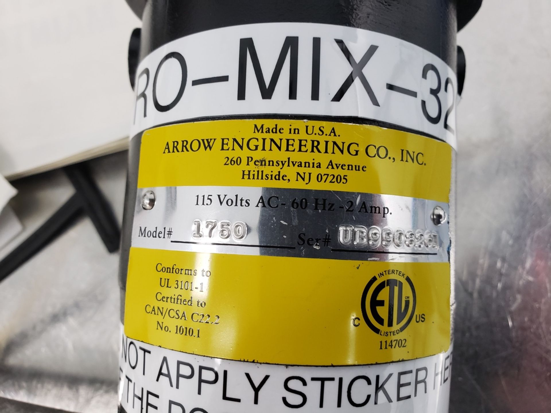 Arrow Engineering Mixer, M# 1750, S/N UB9908261 | Rig Fee $50 - Image 2 of 2