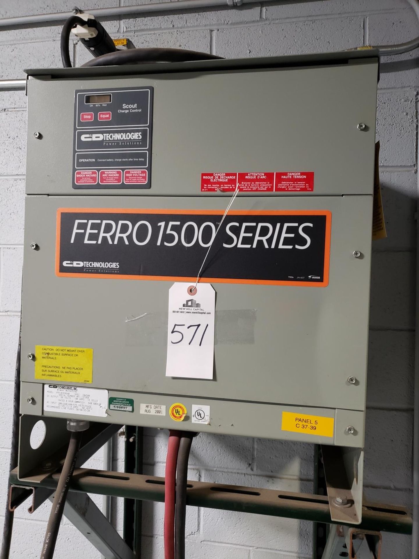 C&D Ferro 1500 Series Battery Charger, 36 Volt, M# VFR18CEM640, S/N MPI-137958 | Rig Fee $150