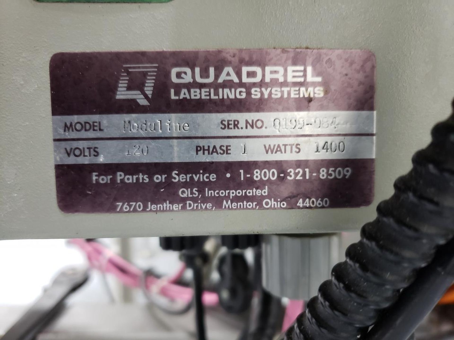 Quadrel Labeling Systems Labeler, M# Moduline, S/N Q199-984 - Subj to Bulk | Rig Fee $750 - Image 2 of 5