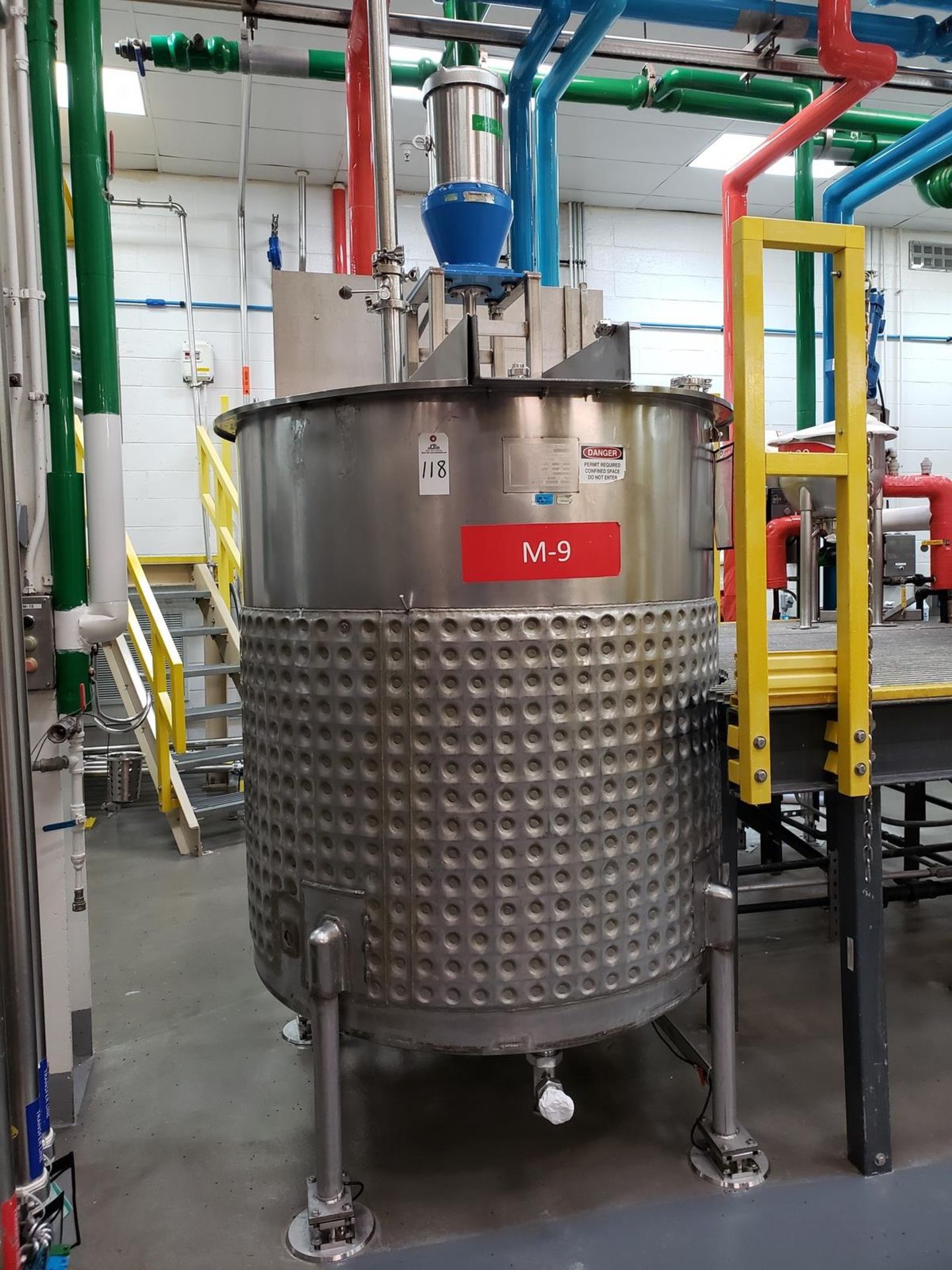 Will-Flow 525 Gallon Dimple Jacketed Stainless Steel Mixing Tank, S/N 6961, W/ Agita | Rig Fee $400