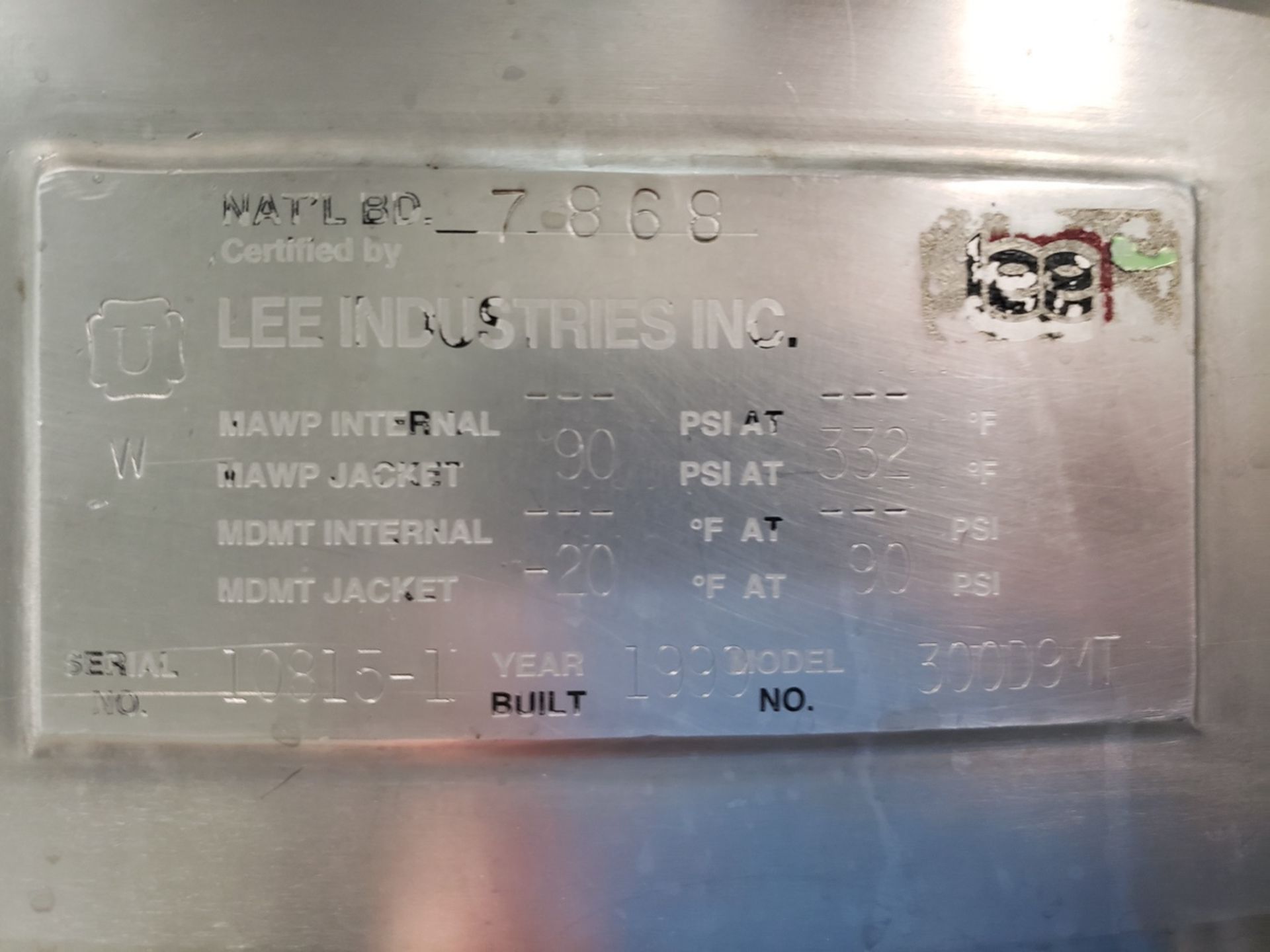 Lee Industries 300 Gallon Stainless Steel Jacketed Mixing Kettle, W/ Agitator & VFD | Rig Fee $400 - Image 2 of 8