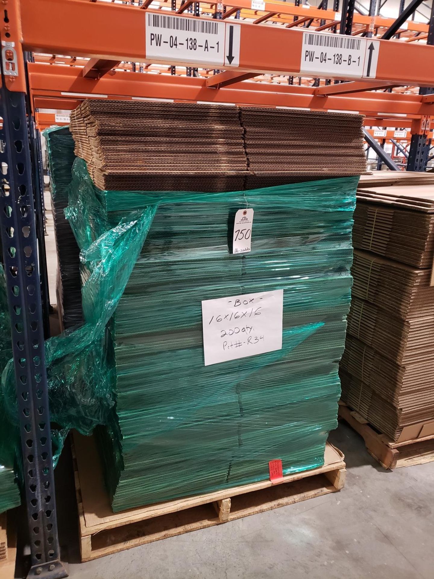 Lot of (2) Pallets Corrugated Shipping Boxes | Rig Fee $70