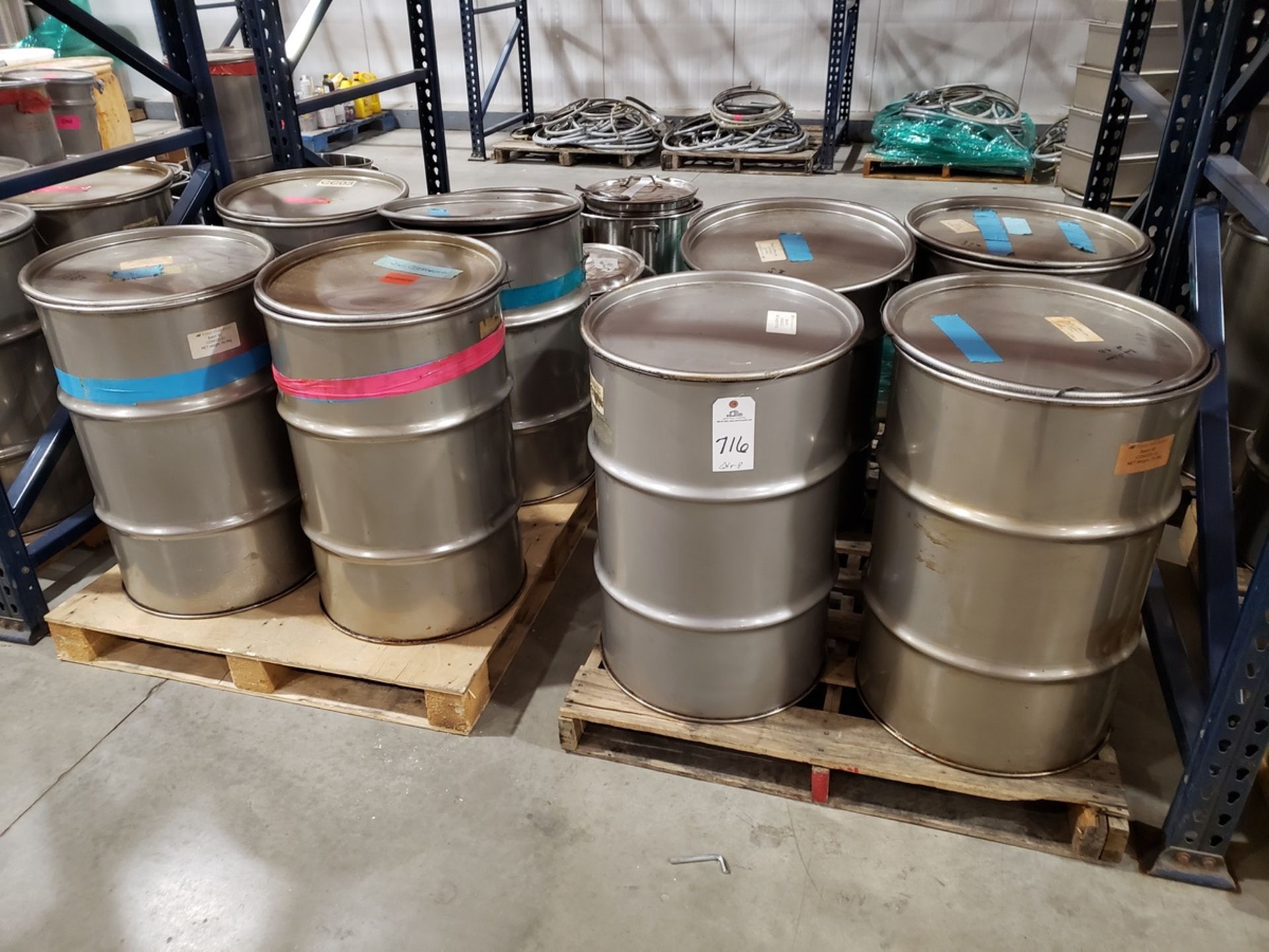 Lot of (8) 30 Gallon Stainless Steel Drums | Rig Fee $70