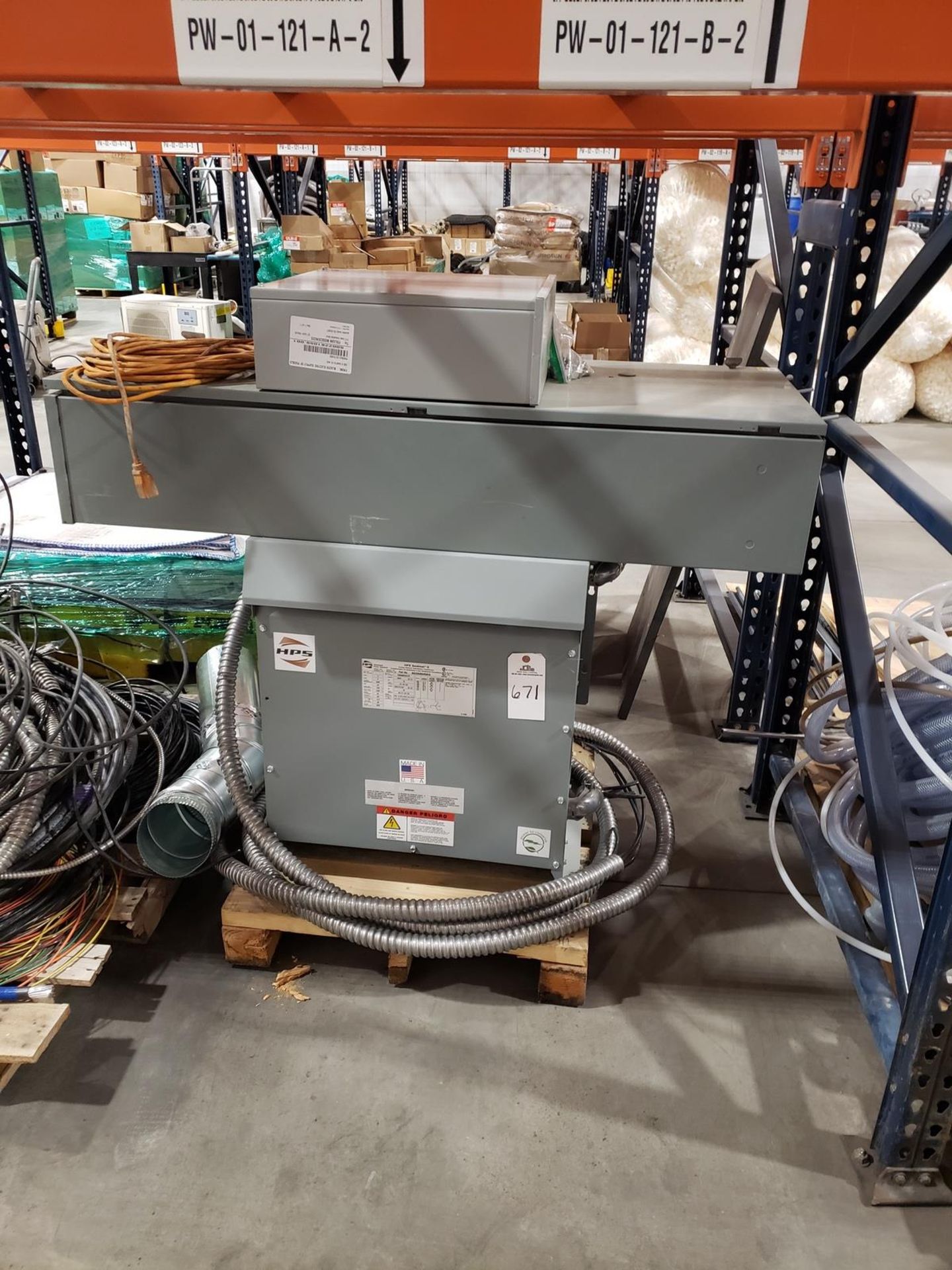 Pallet Lot Electrical Supplies, Transformer, 45 KVA, W/(2) Electrical Boxes | Rig Fee $75