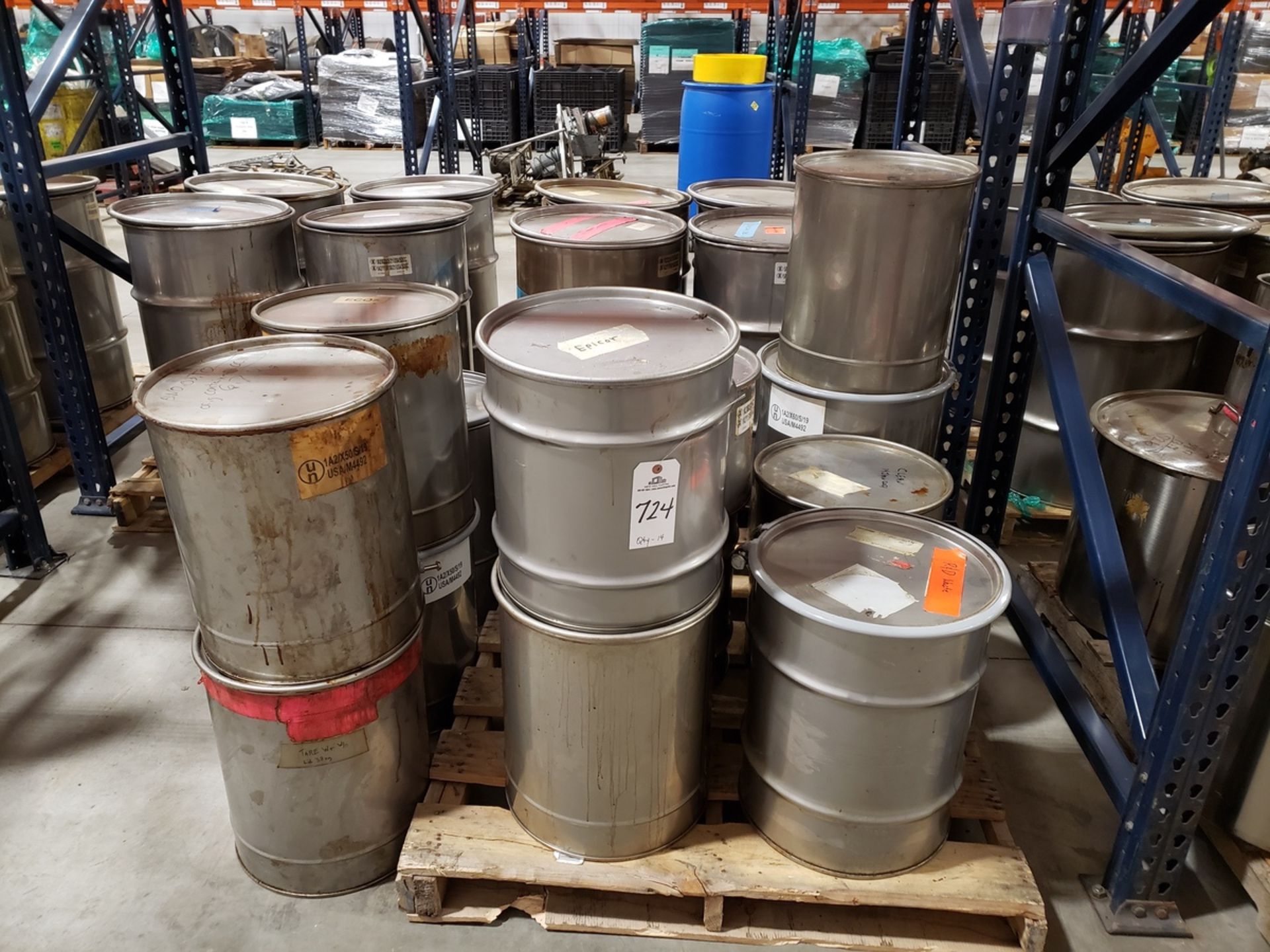 Lot of (14) Assorted Size Stainless Steel Drums | Rig Fee $35