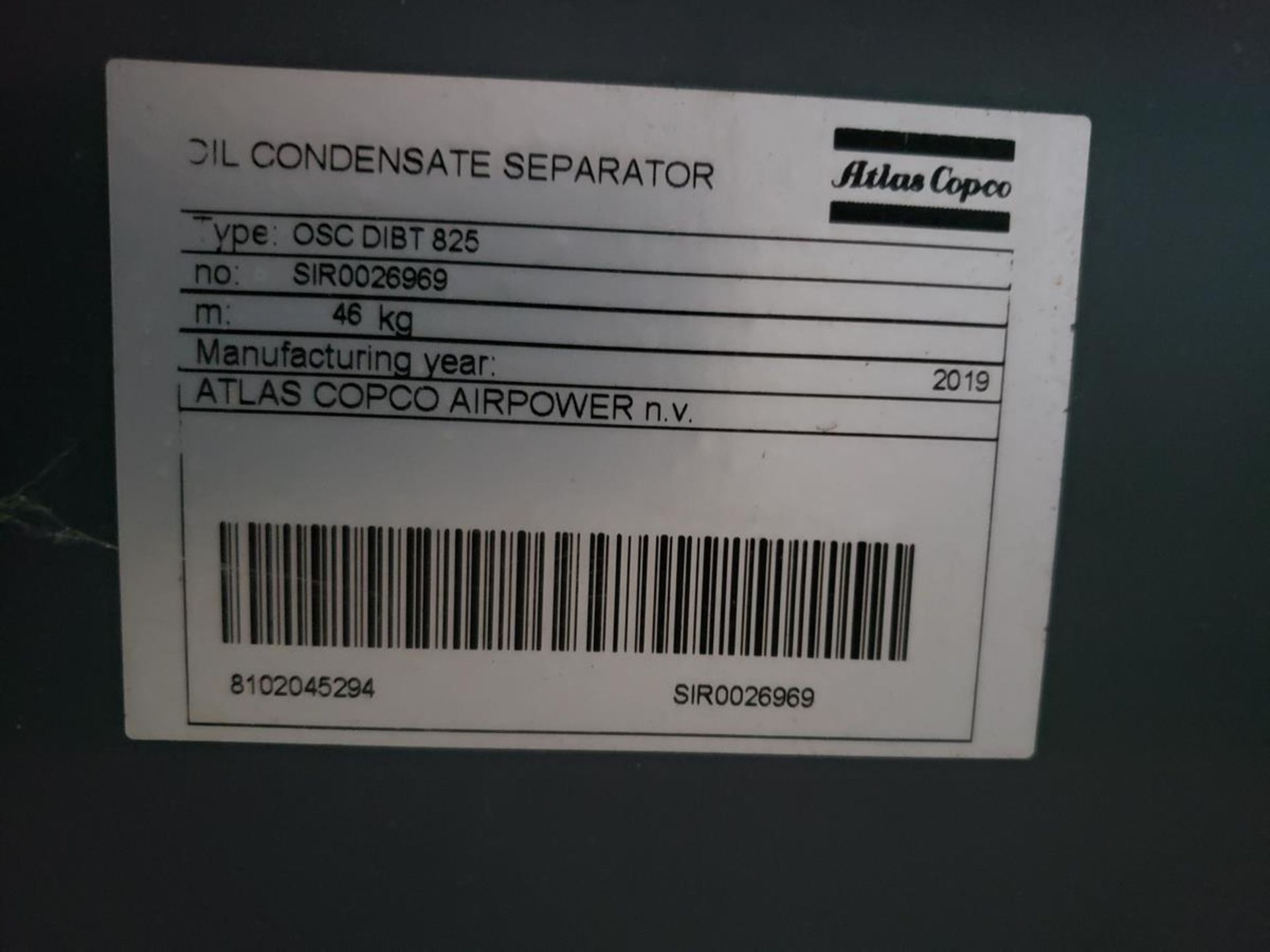 Atlas Copco Oil Condensate Seperator, M# OSC DIBT825, S/N SIR0026969 | Rig Fee $35 - Image 2 of 2