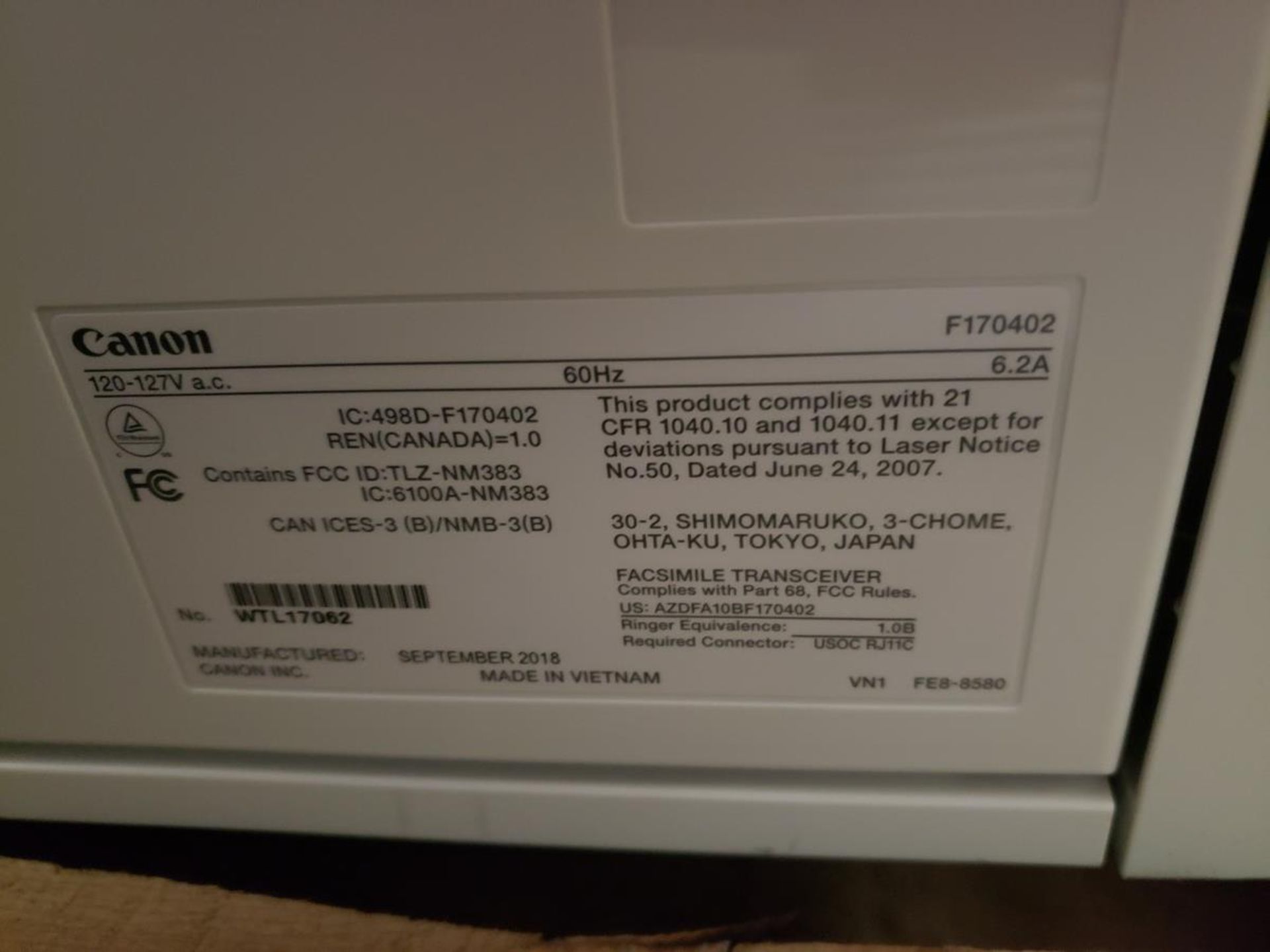 Lot of (4) Canon Color ImageClass Office Printers | Rig Fee $40 - Image 3 of 3