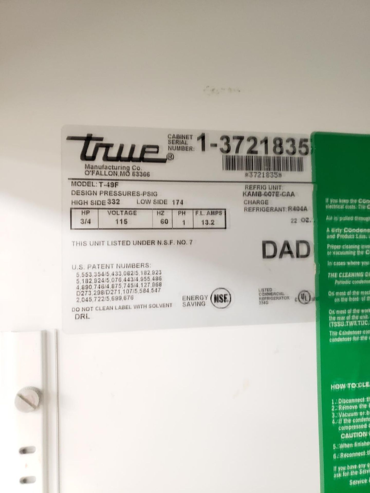 True Commercial Refrigerator, M# T-49F, S/N 1-3721835 | Rig Fee $350 - Image 2 of 4