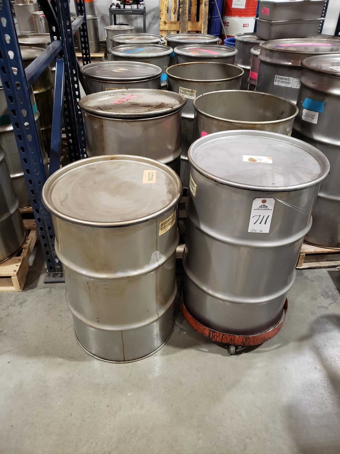 Lot of (6) 30 Gallon Stainless Steel Drums | Rig Fee $35