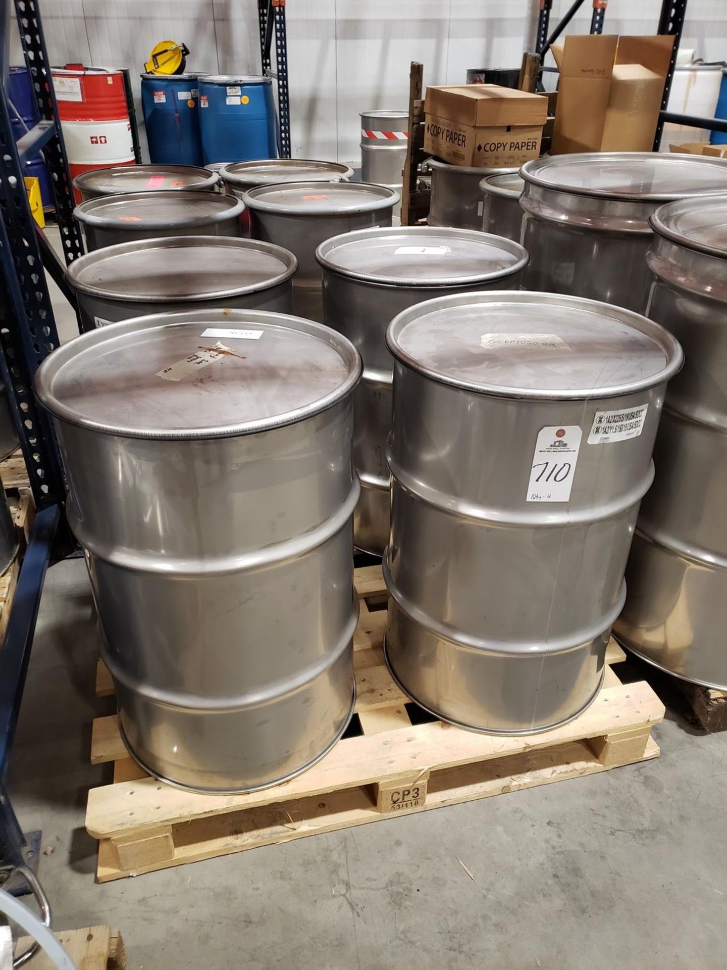 Lot of (4) 30 Gallon Stainless Steel Drums | Rig Fee $35