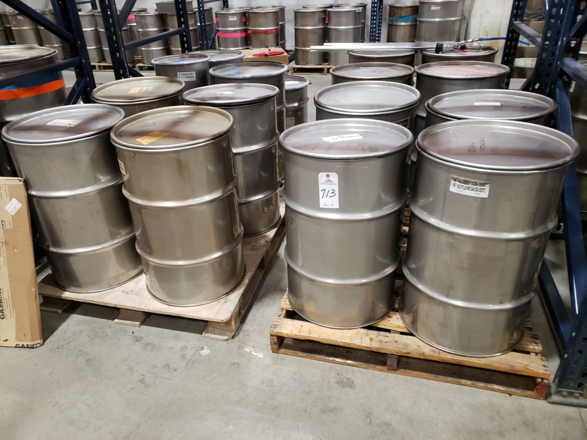 Lot of (8) 30 Gallon Stainless Steel Drums | Rig Fee $70