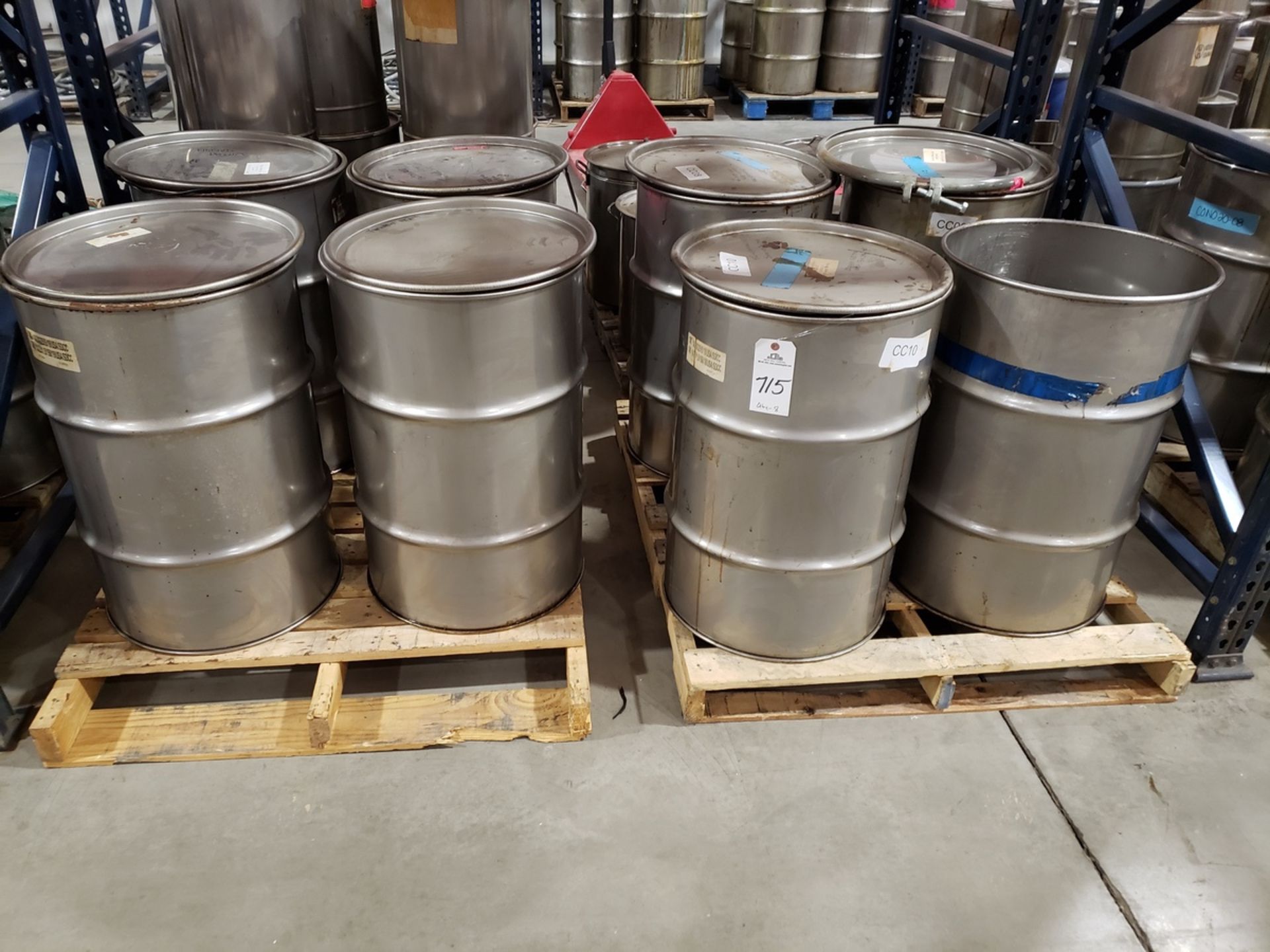 Lot of (8) 30 Gallon Stainless Steel Drums | Rig Fee $70