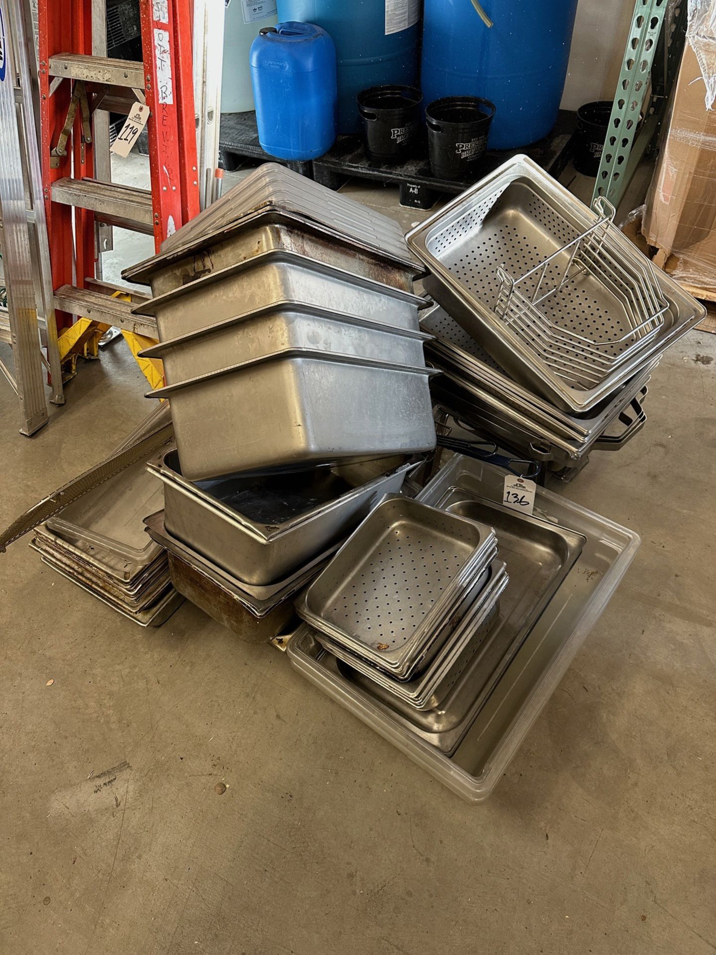 Lot of Stainless Steel Inserts - Full Pans, Half Pans, Etc. - Subj to Bulk | Rig Fee $35