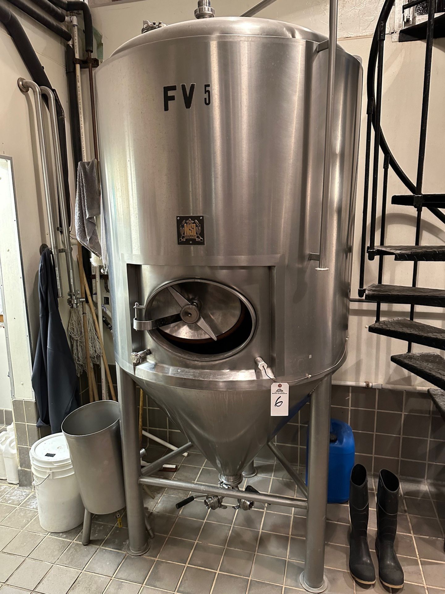 7 BBL NSI Stainless Steel Fermentation Tank, Cone Bottom, Jacketed, - Subj to Bulk | Rig Fee $500