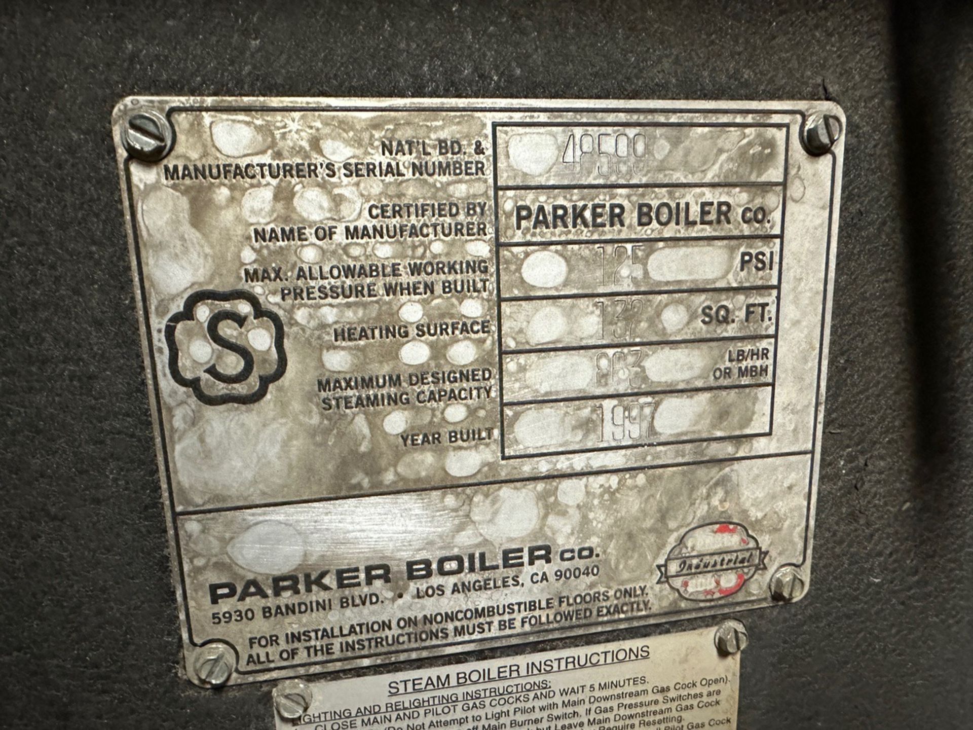 Parker 25 HP Natural Gas Steam Boiler, Model 103-25 - Subj to Bulk | Rig Fee $1500 - Image 3 of 4