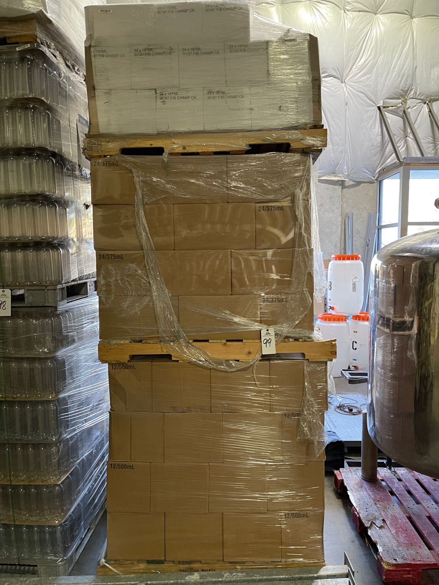 Lot of (3) Pallets of Various Sized Bottles - 500mL, 375mL and 187mL | Rig Fee $75