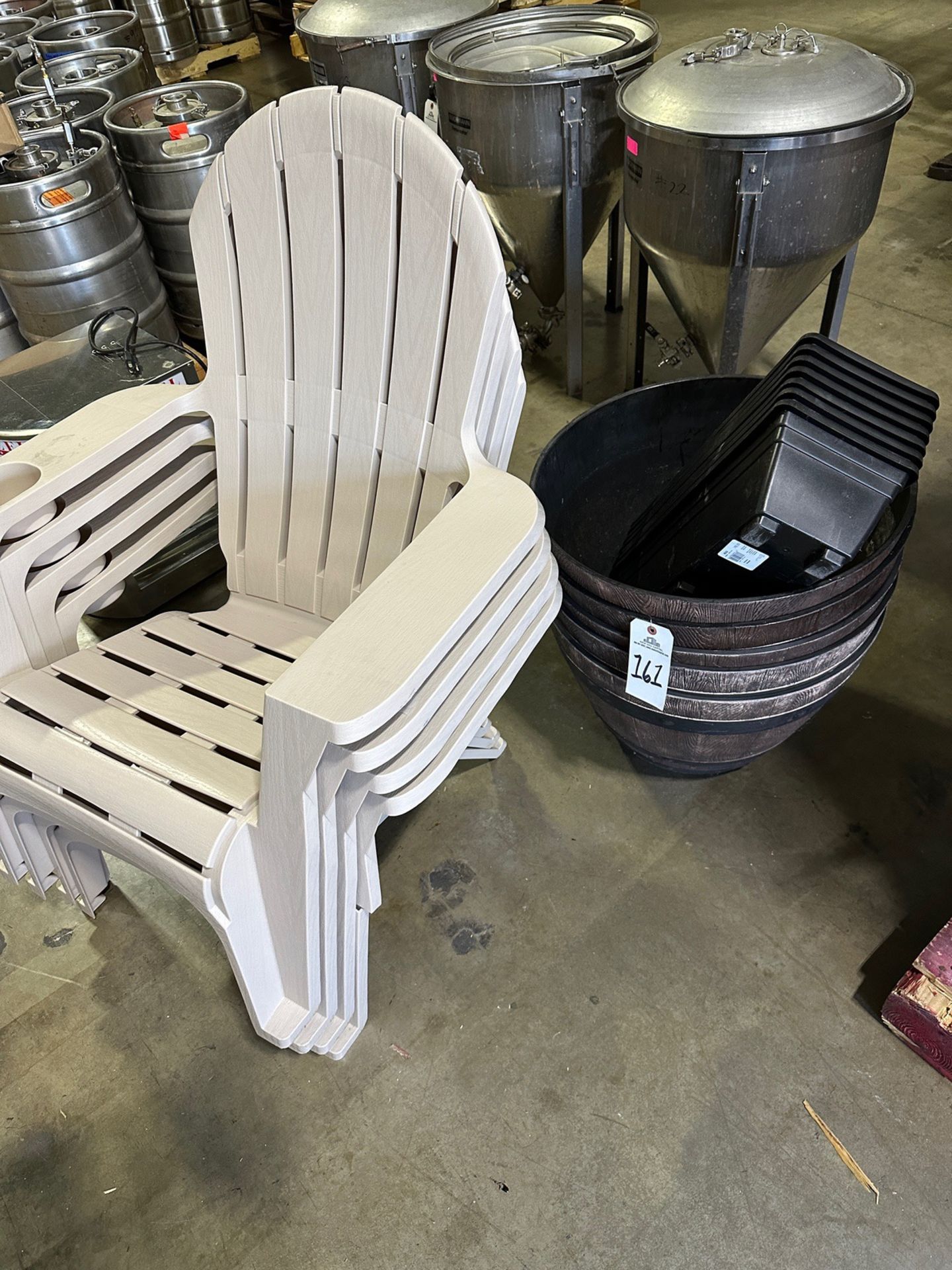 Lot of Flower Pots and (4) Adirondack Chairs | Rig Fee $No Charge