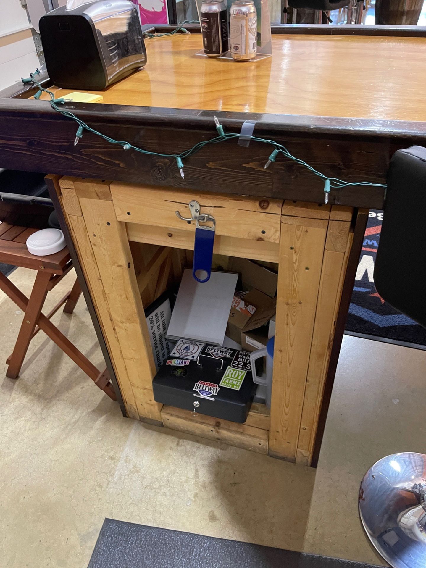 (2) Wooden Bar Counters with Under Counter Storage - Approx. 34"" x 98"" and 42"" Fr | Rig Fee $250 - Image 6 of 6