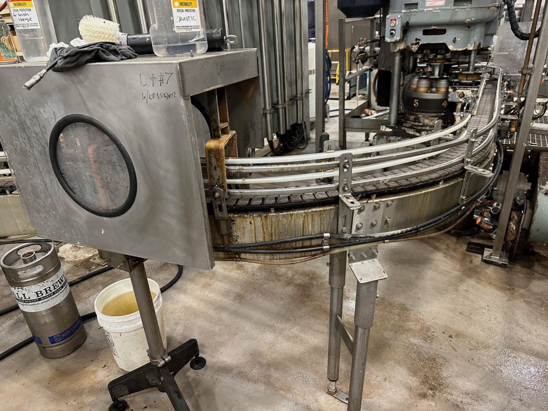 Bevco S Shaped Curved Conveyor with Rinse Tunnel - 4.5" Belt and Approx. 18' Linear | Rig Fee $550