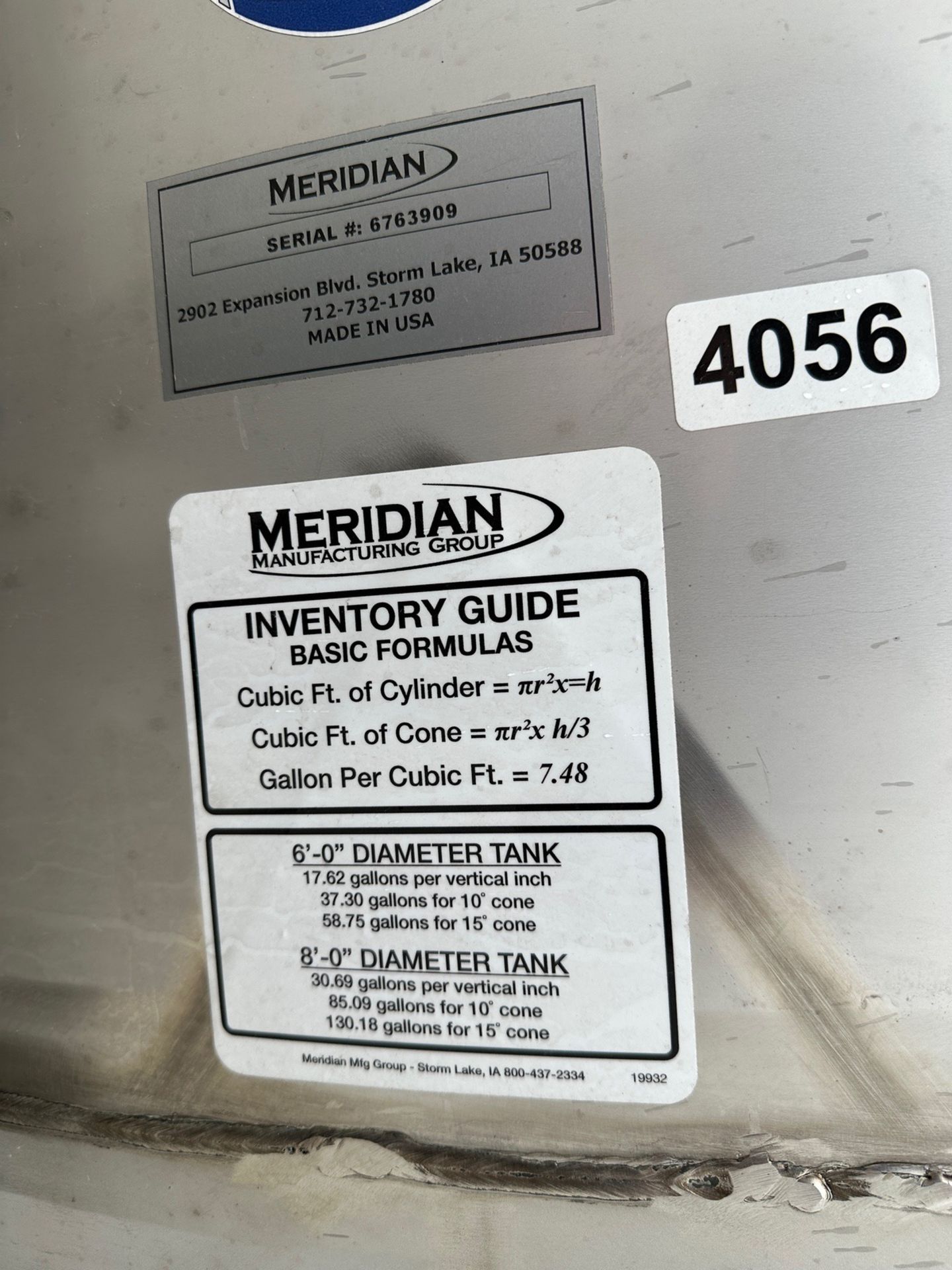 Meridian Stainless Steel Flammable Material Storage Tank, S/N 6763909, WPC Asset 405 | Rig Fee $1200 - Image 5 of 6
