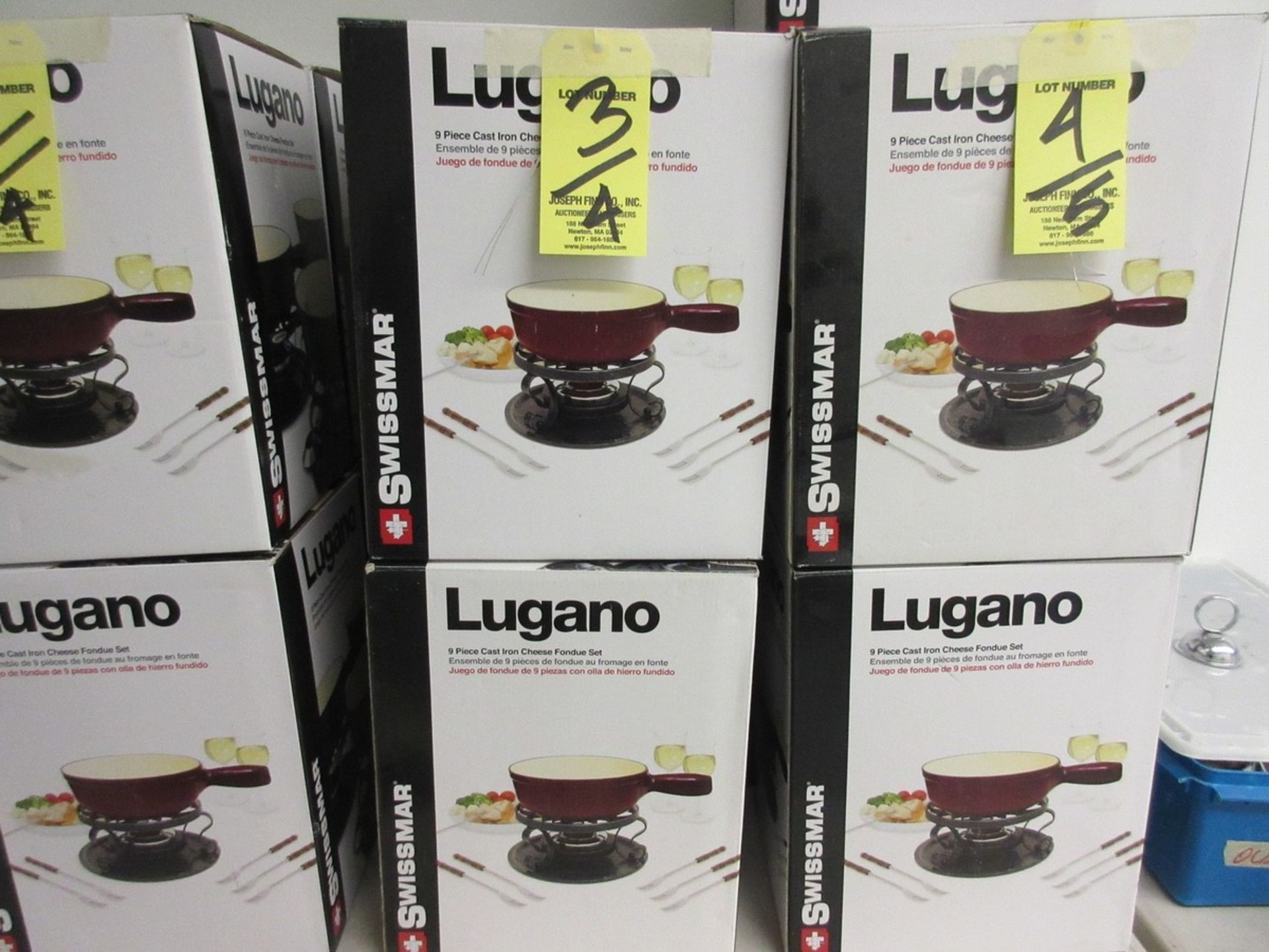 LOT (4) Lugano 9-Piece Cast Iron Cheese Fondue Sets in Boxes