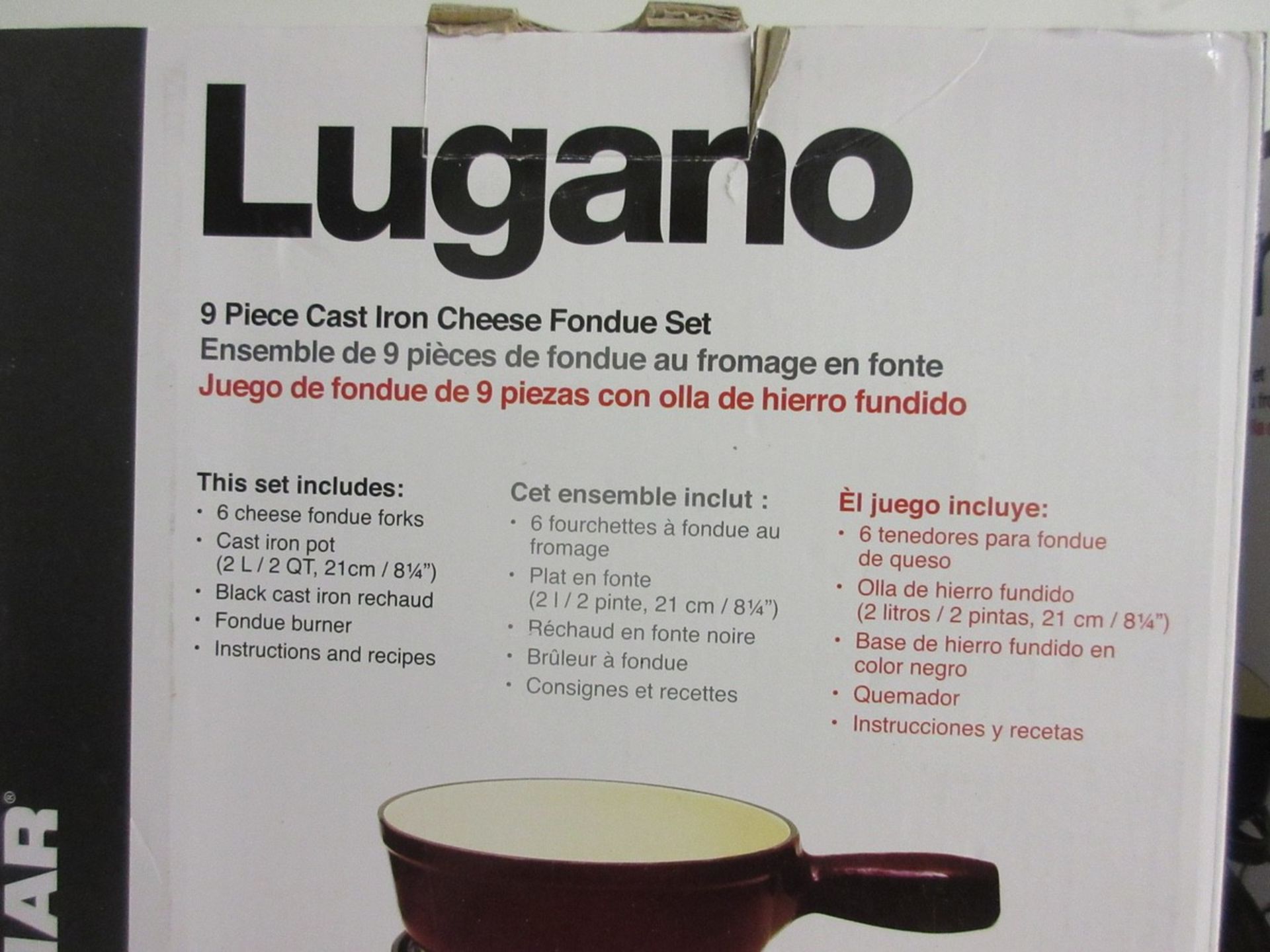 LOT (5) Lugano 9-Piece Cast Iron Cheese Fondue Sets in Boxes - Image 2 of 2