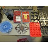 LOT Asst. Muffin Pans, Molds, Pans on Table
