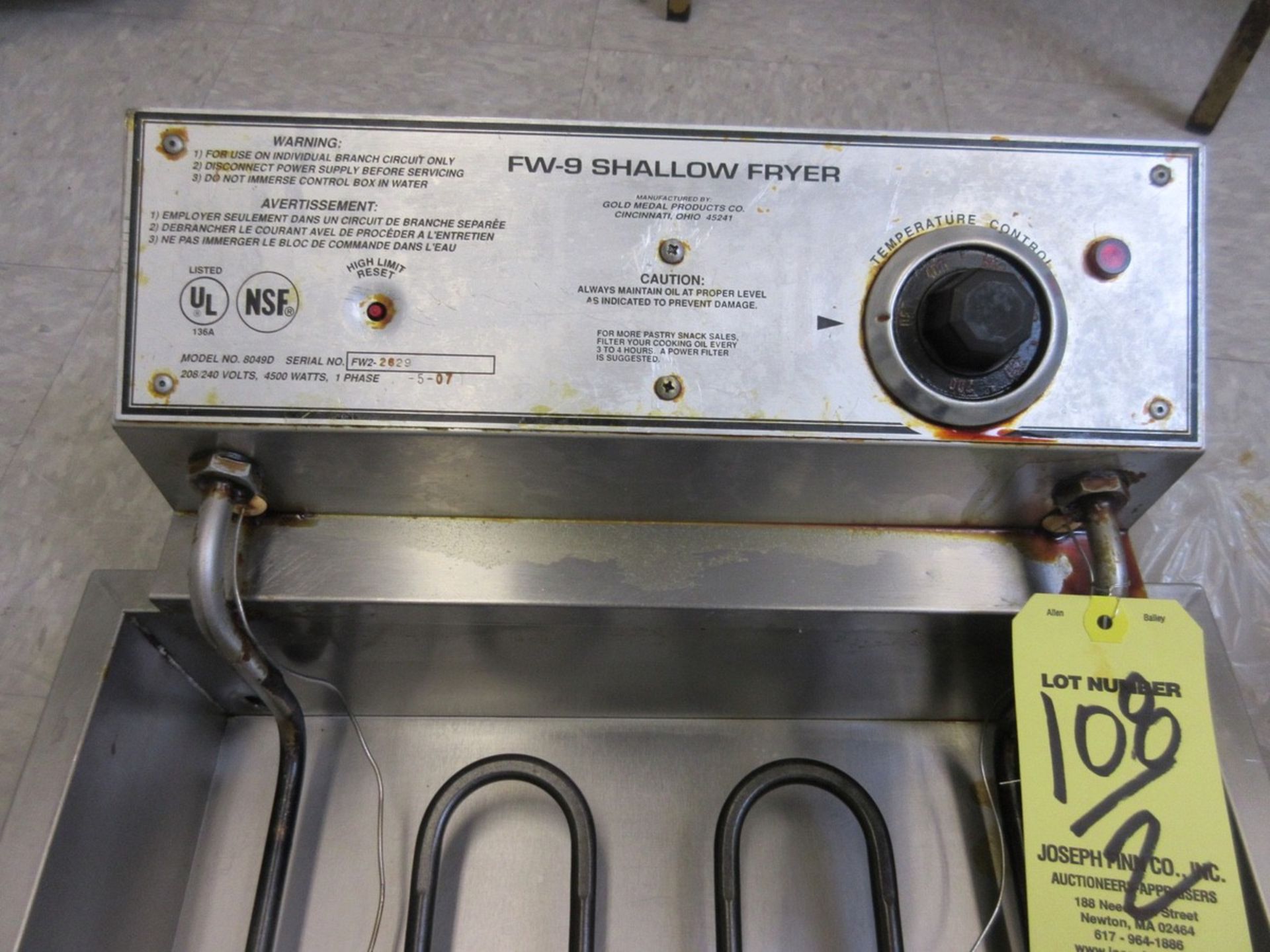 LOT (2) Gold Medal FW-12 Shallow Fryers - Image 2 of 2