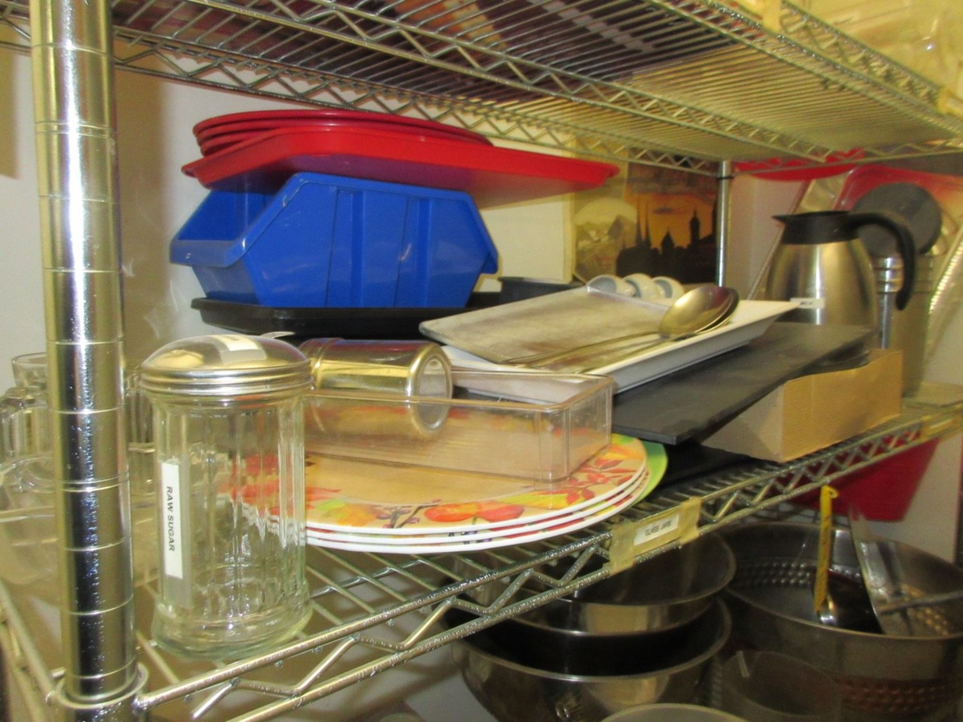LOT Contents of Room Including Port. Wire Chrome Bakers Rack, Cake Plate, Pastry Dish, Pitchers, Bow - Image 2 of 7