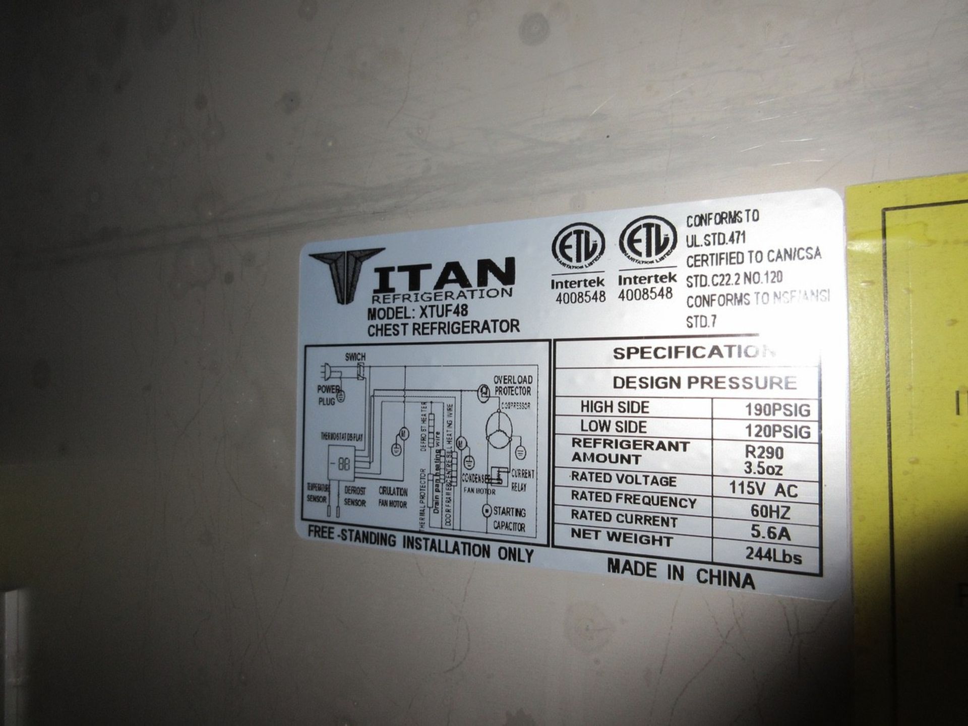 (1) Titan Xtuf48 2-Door Chest Refrigerator, S.S., Port. - Image 3 of 3