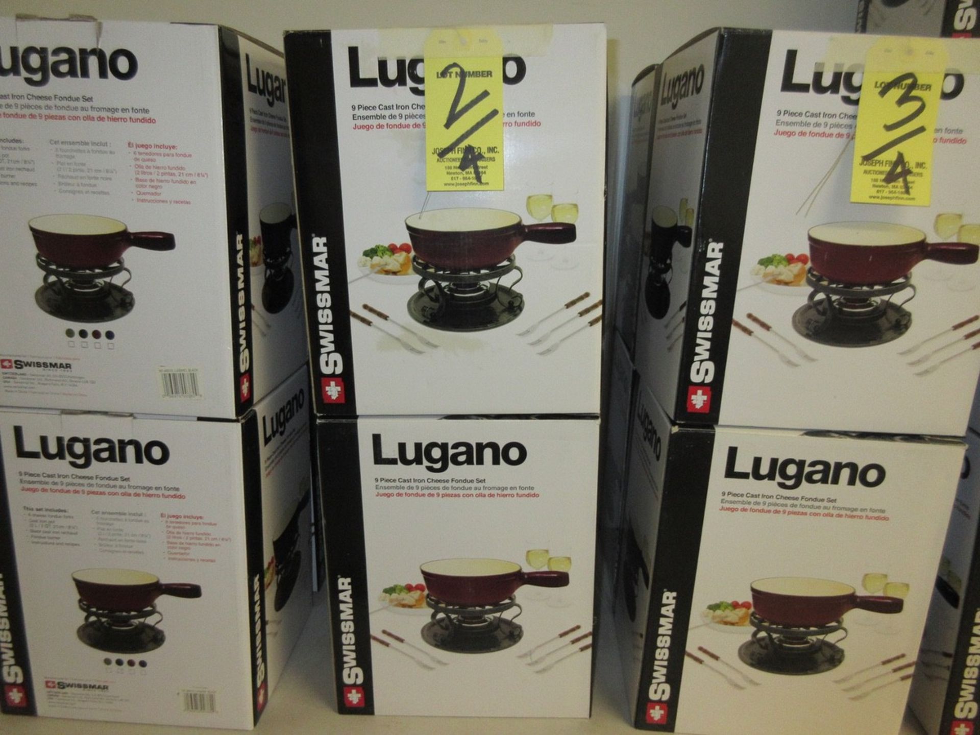 LOT (4) Lugano 9-Piece Cast Iron Cheese Fondue Sets in Boxes