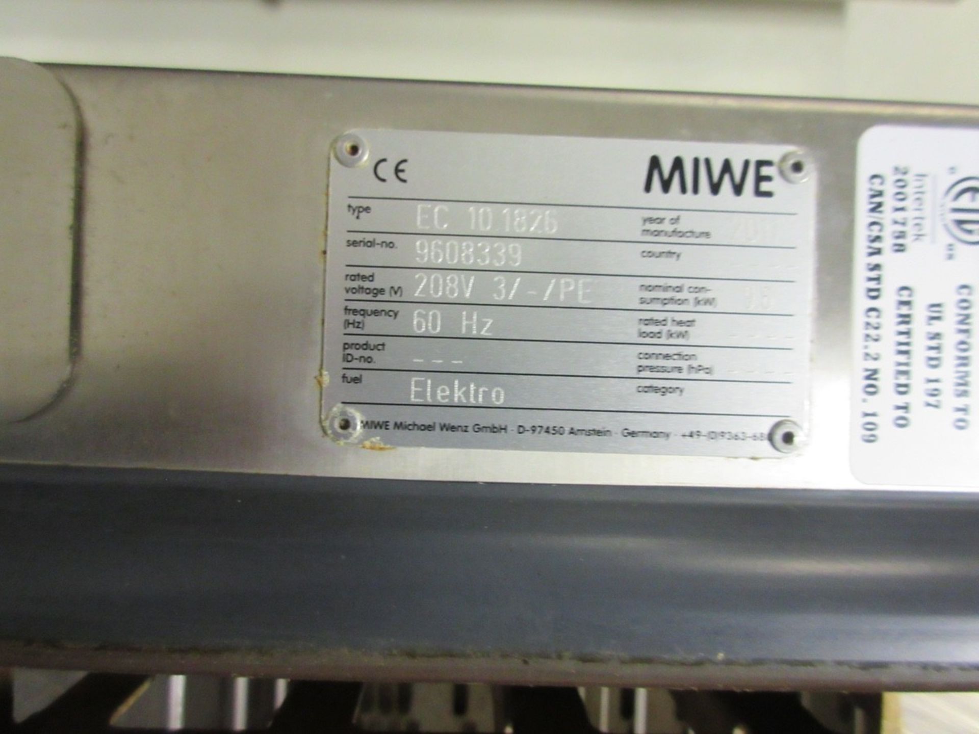 (1) Miwe Econo Double Stack Oven, Type EC10 1826, S/N 9608339, S.S., Port. w/ S.S. Exhaust Hood - Image 5 of 5