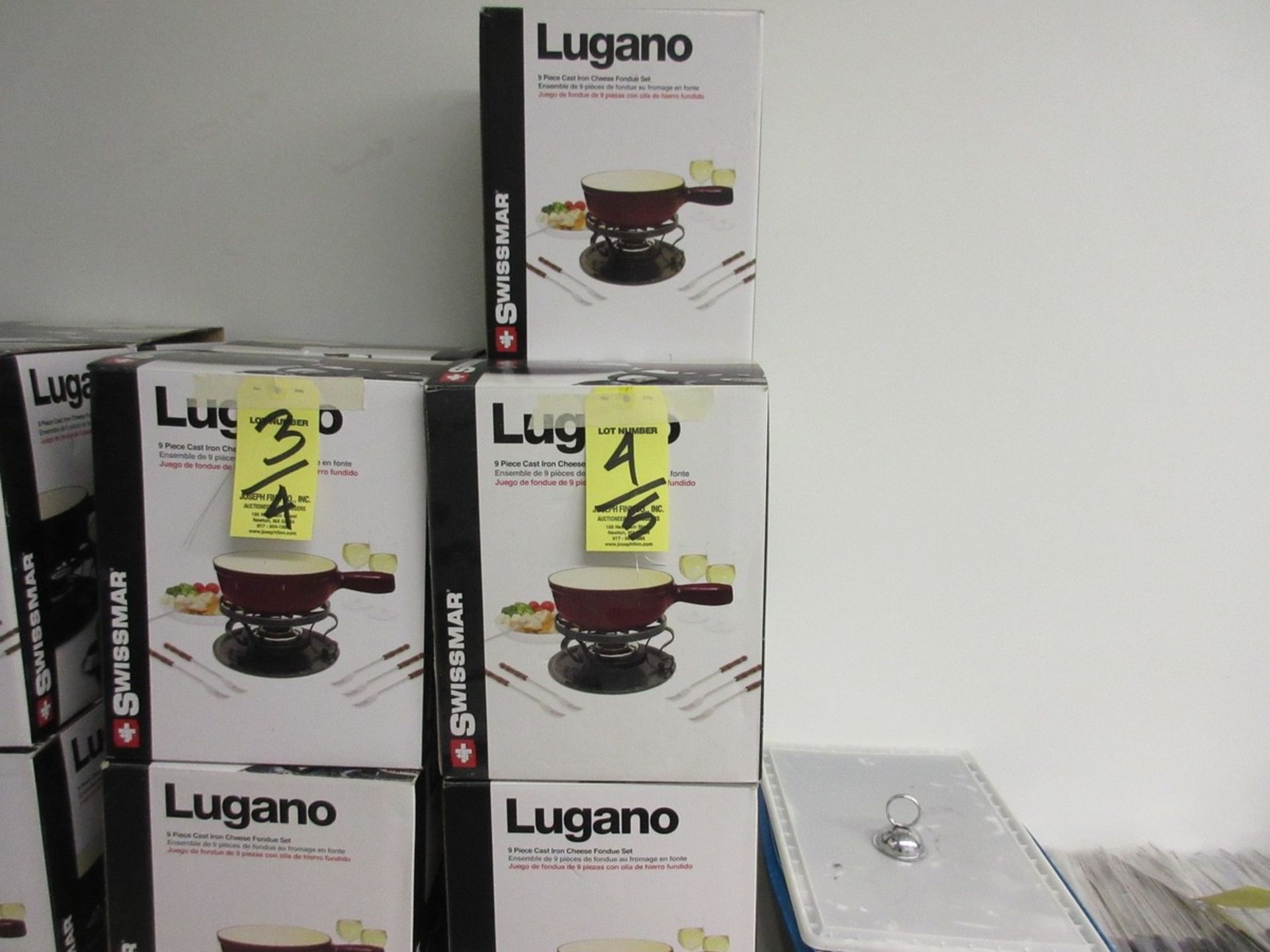 LOT (5) Lugano 9-Piece Cast Iron Cheese Fondue Sets in Boxes