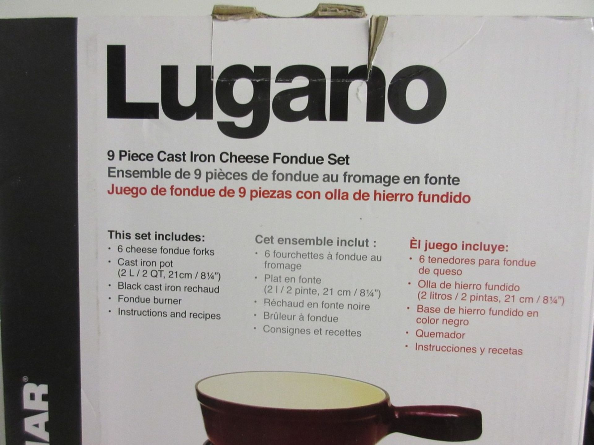 LOT (4) Lugano 9-Piece Cast Iron Cheese Fondue Sets in Boxes - Image 2 of 2