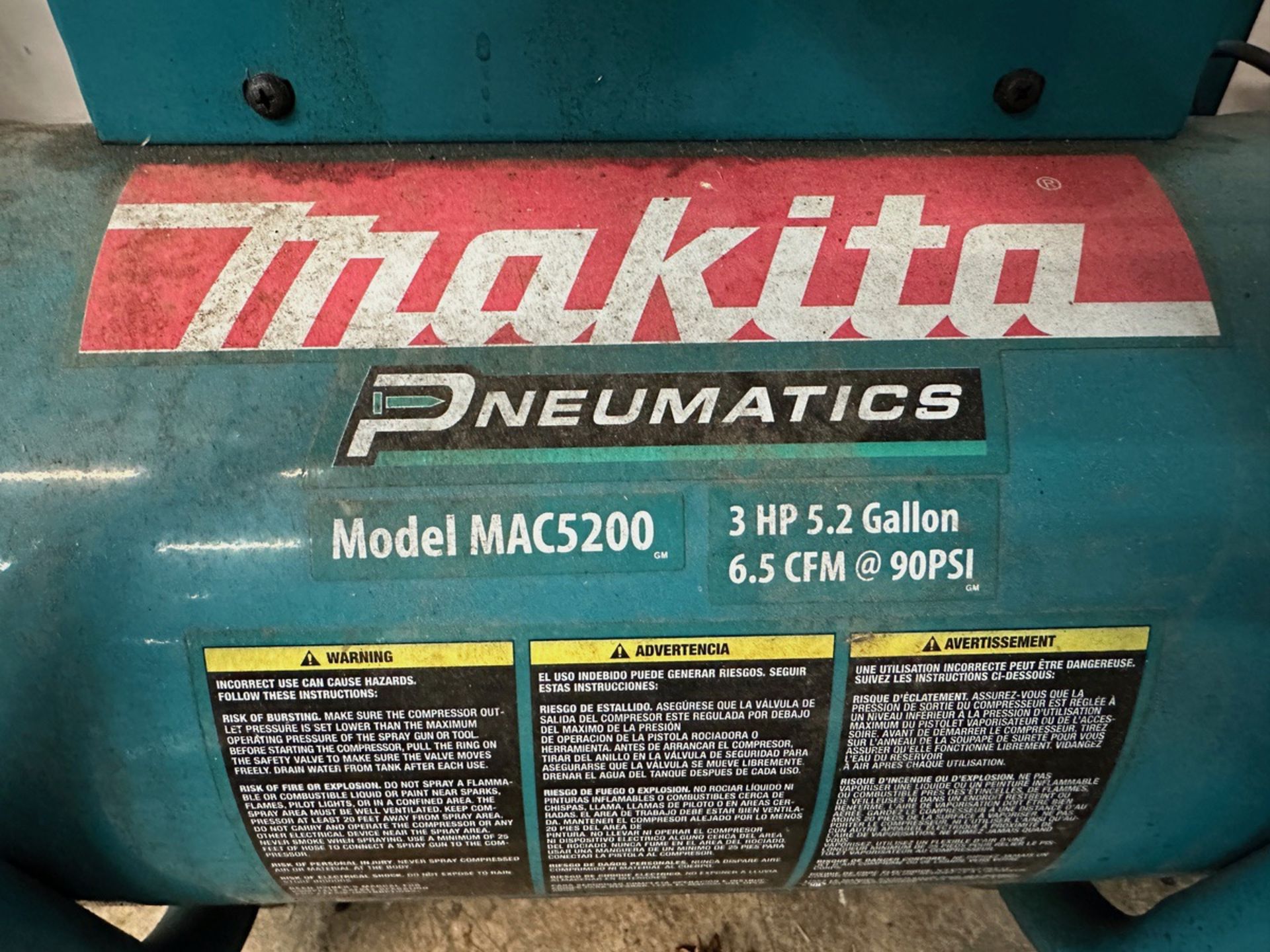 Makita Pneumatics 3HP Air Compressor, Model MAC5200 | Rig Fee $35 - Image 2 of 2