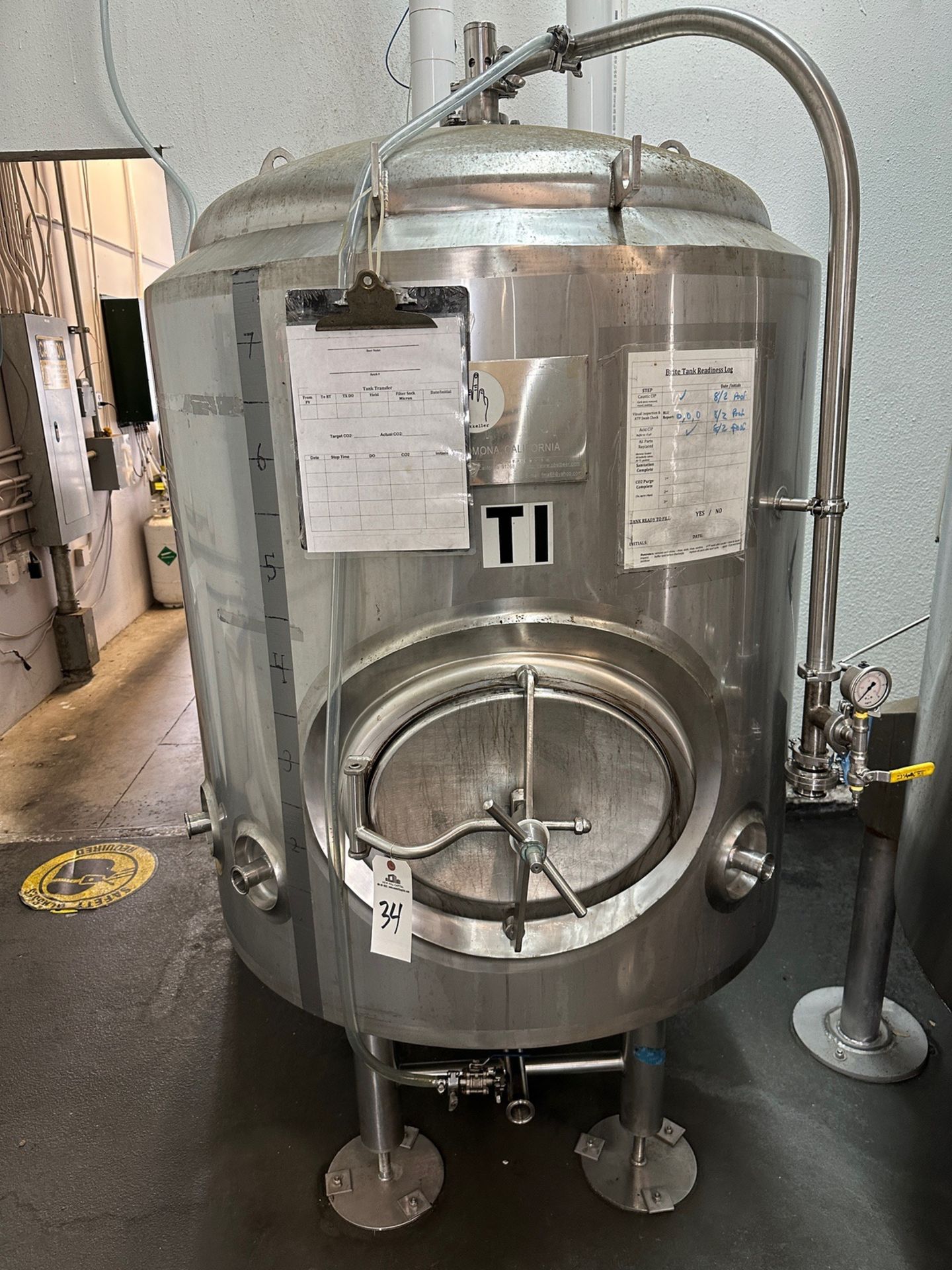 8 BBL Pacific Brew Systems Stainless Steel Brite Tank - Dish Bottom, Glycol Jackete | Rig Fee $450