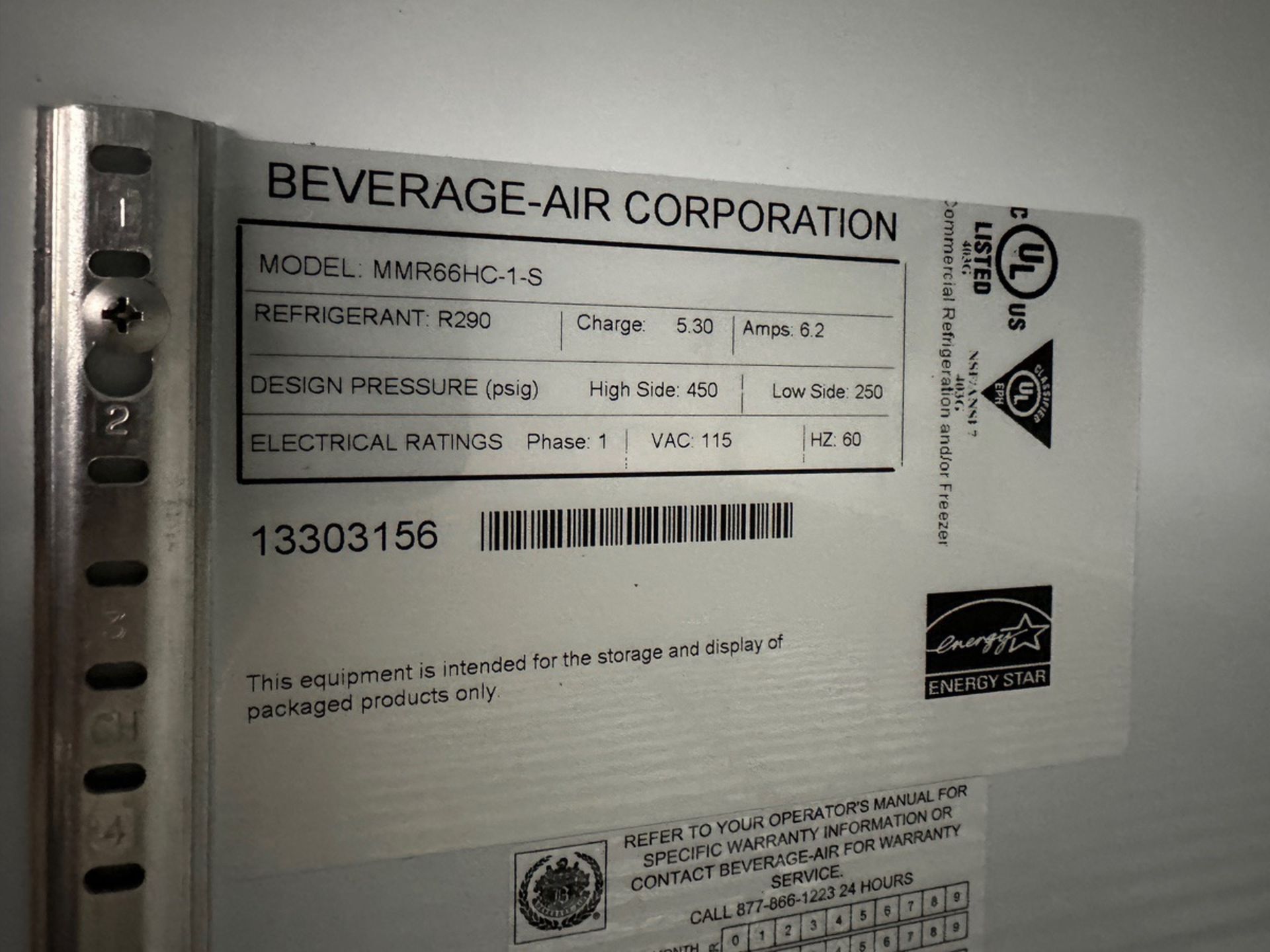 Beverage Air 3-Door Display Cooler, Model MMR66HC-1-S, S/N 13303156 | Rig Fee $350 - Image 2 of 2