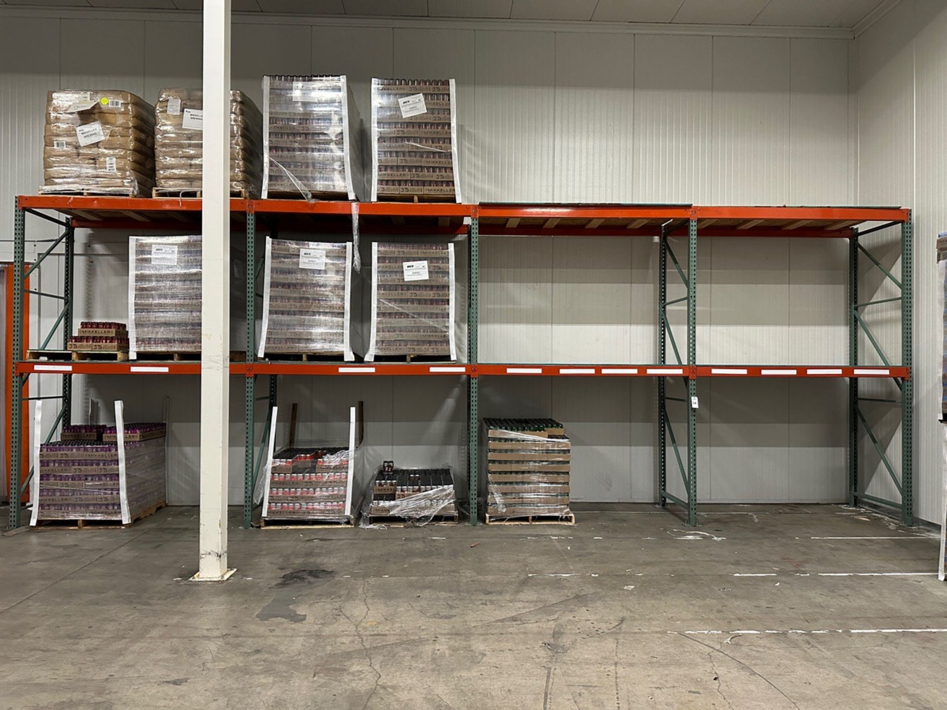 Lot of Teardrop Pallet Racking in Cooler - (11) 12' Uprights (36) 8' Crossbeams - S | Rig Fee $750