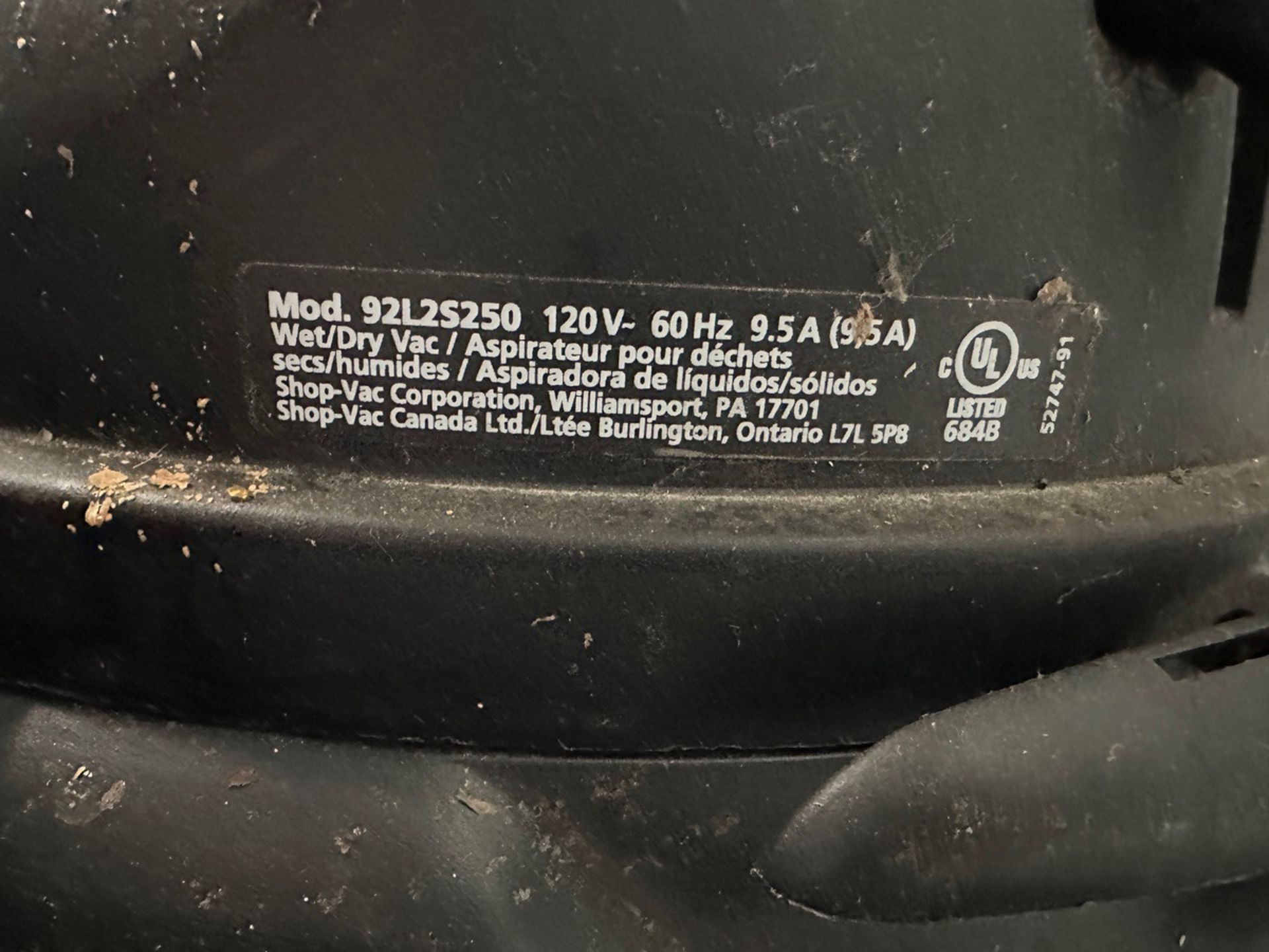 Lot of (1) Shop Vac 92125250 Wet/Dry Vac and (1) Craftsman 3HP - 6 Gallon Wet/Dry V | Rig Fee $35 - Image 3 of 3