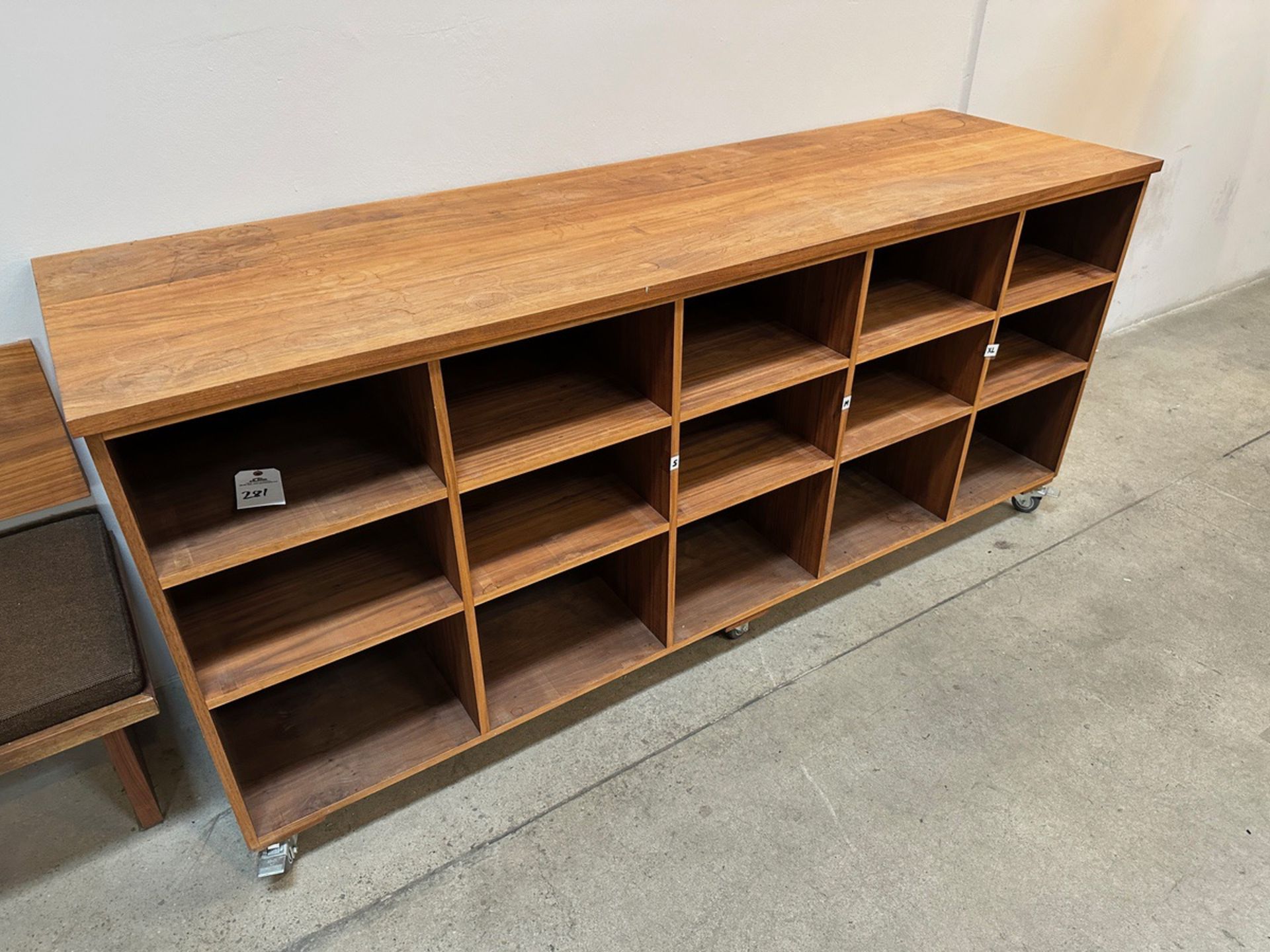 Custom Wooden Storage Cabinet on Casters (26" x 88" Overall - Top Sections 16.5" x | Rig Fee $125