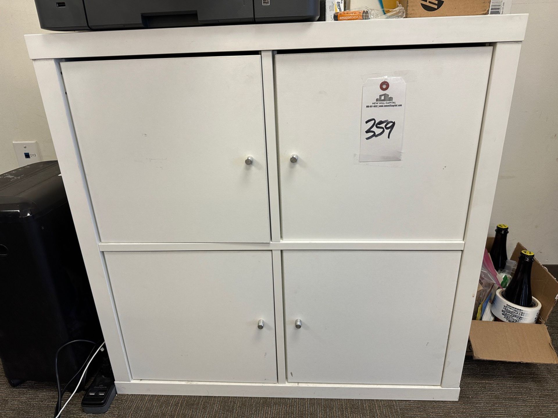 Lot of Storage Cabinet and (2) 28"" x 42"" Adjustable Height Desks (No Contents) (W | Rig Fee $125